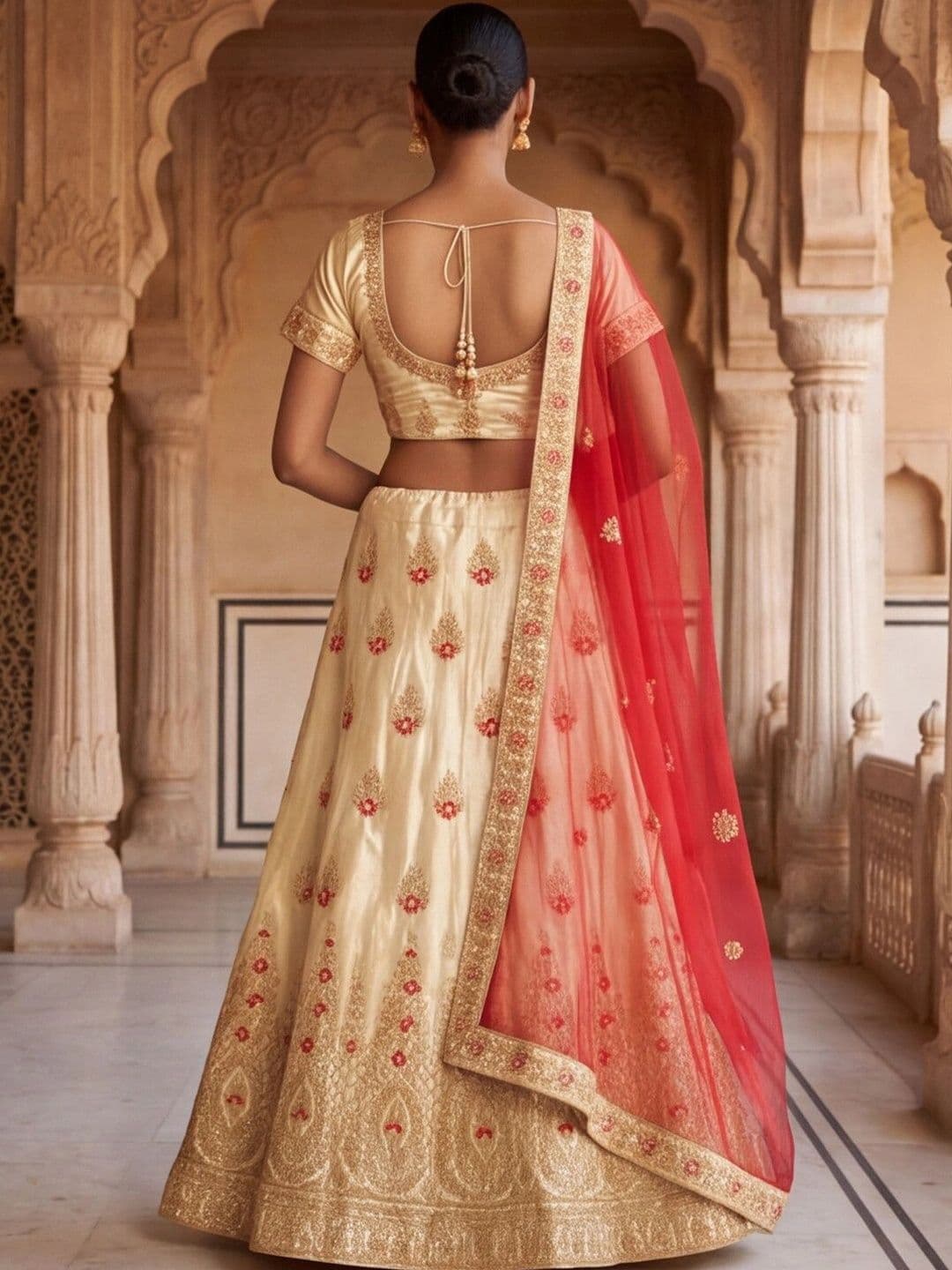 Mitera women Embellished Semi-Stitched Lehenga & Unstitched Blouse With Dupatta thumbnail 3