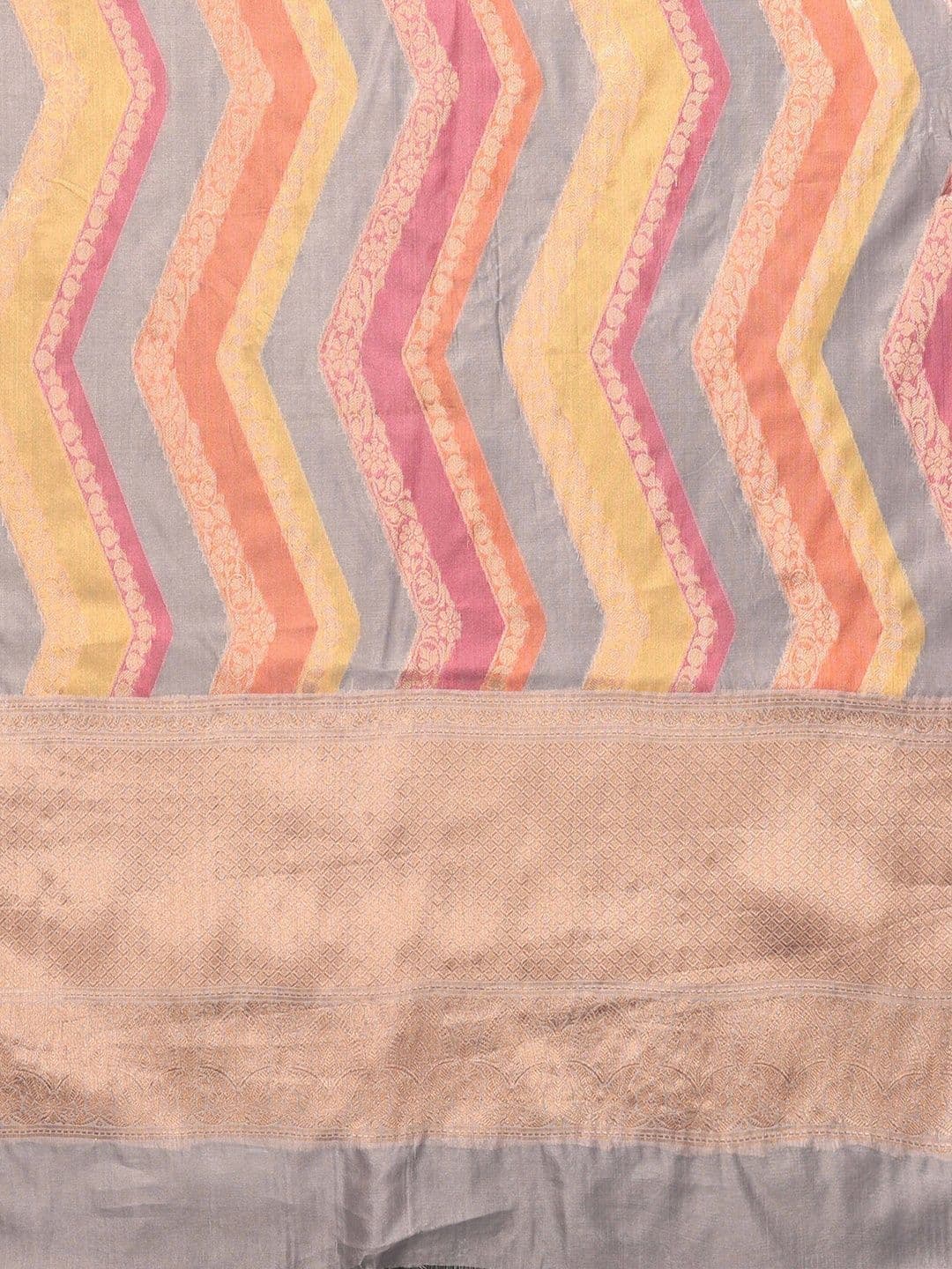 Sangria Women Striped Zari Silk Blend Designer Kanjeevaram Saree thumbnail 6