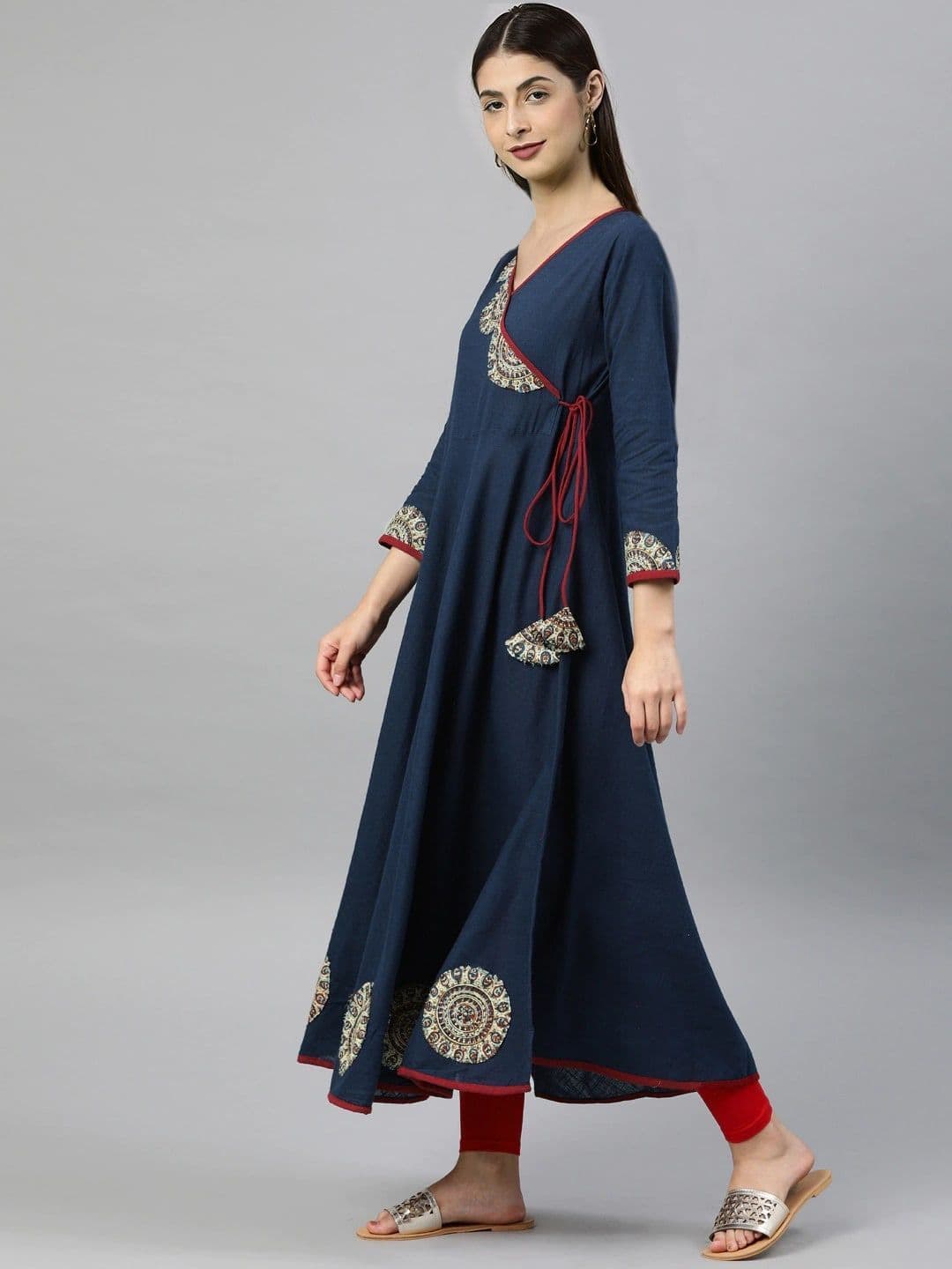 KALINI Ethnic Motifs Embroidered Angrakha Kurta thumbnail 4