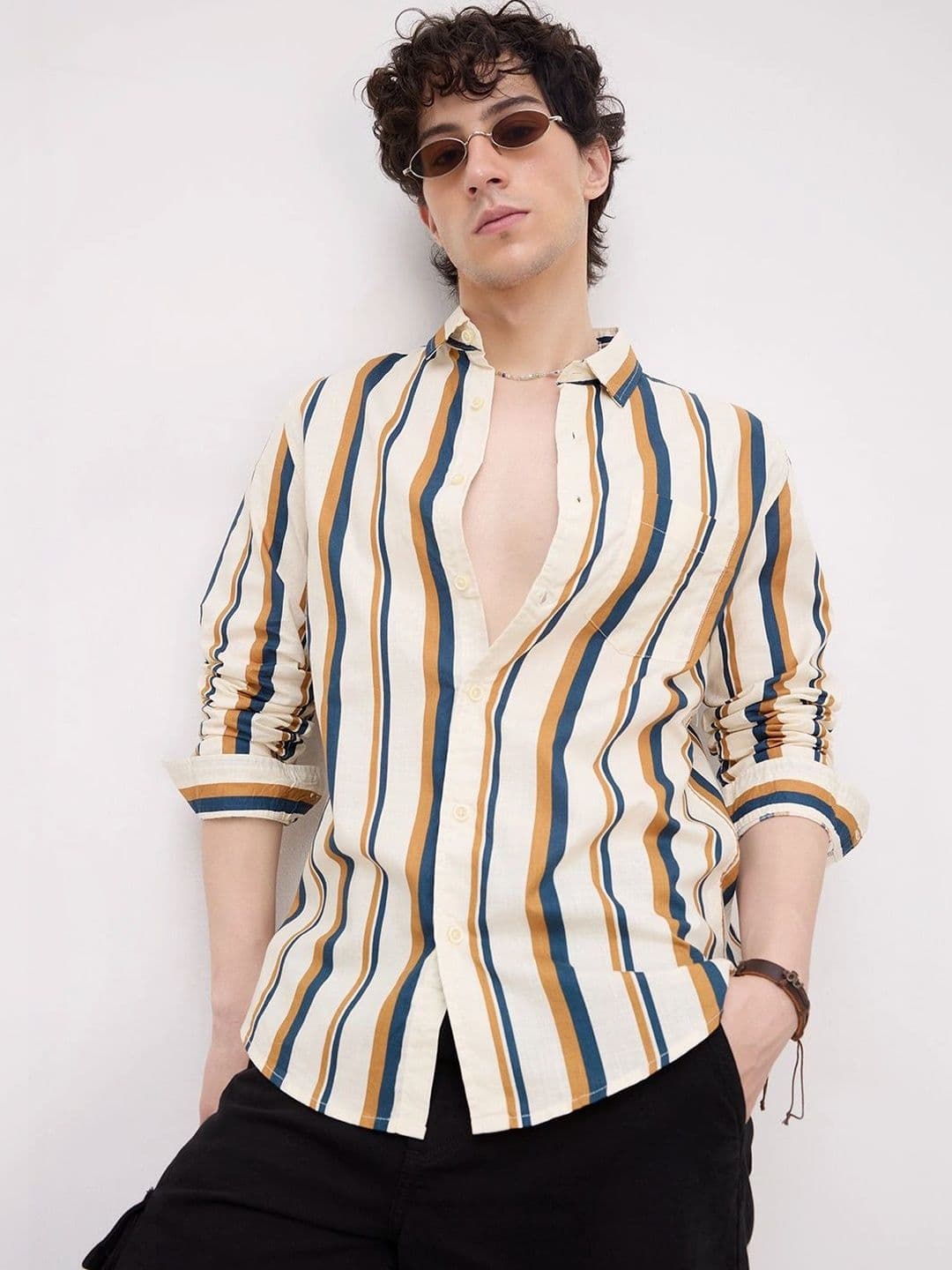 VASTRADO Men Classic Slim Fit Striped Casual Shirt thumbnail 4