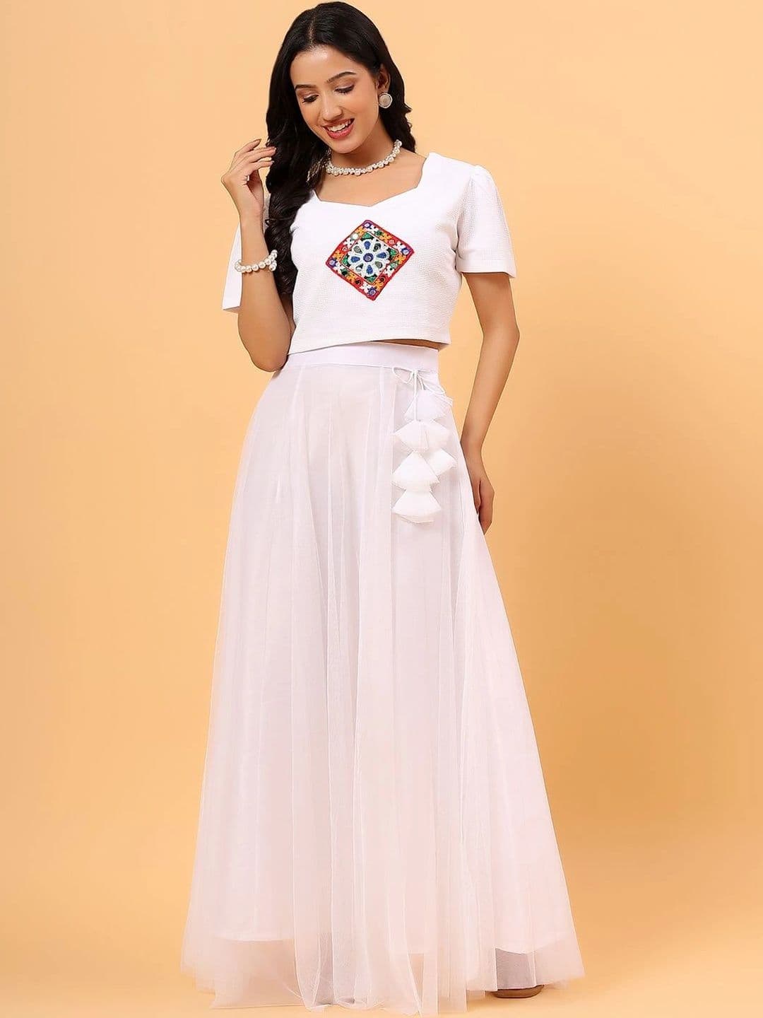 Frolic Rolic Net Lehenga and Embroidered Knitted Blouse Set - view 1