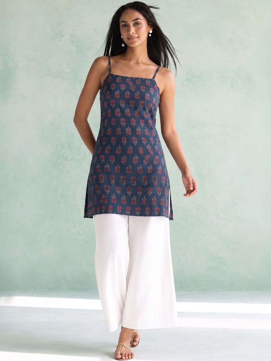 AADVIKA Ethnic Motifs Printed Square Neck Kurti - view 1