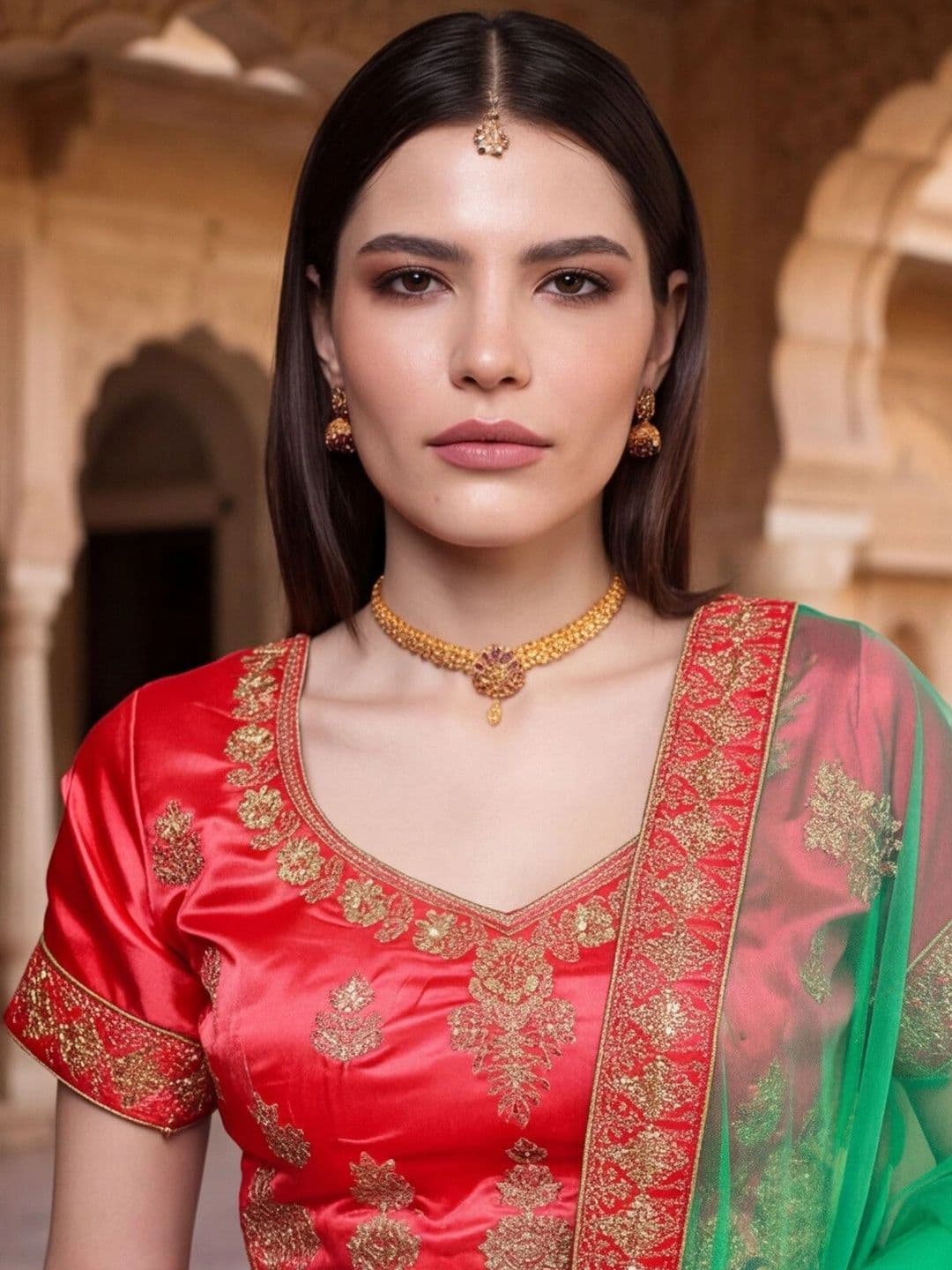 Anouk Rustic Embroidered Semi-Stitched Lehenga & Unstitched Blouse With Dupatta thumbnail 6