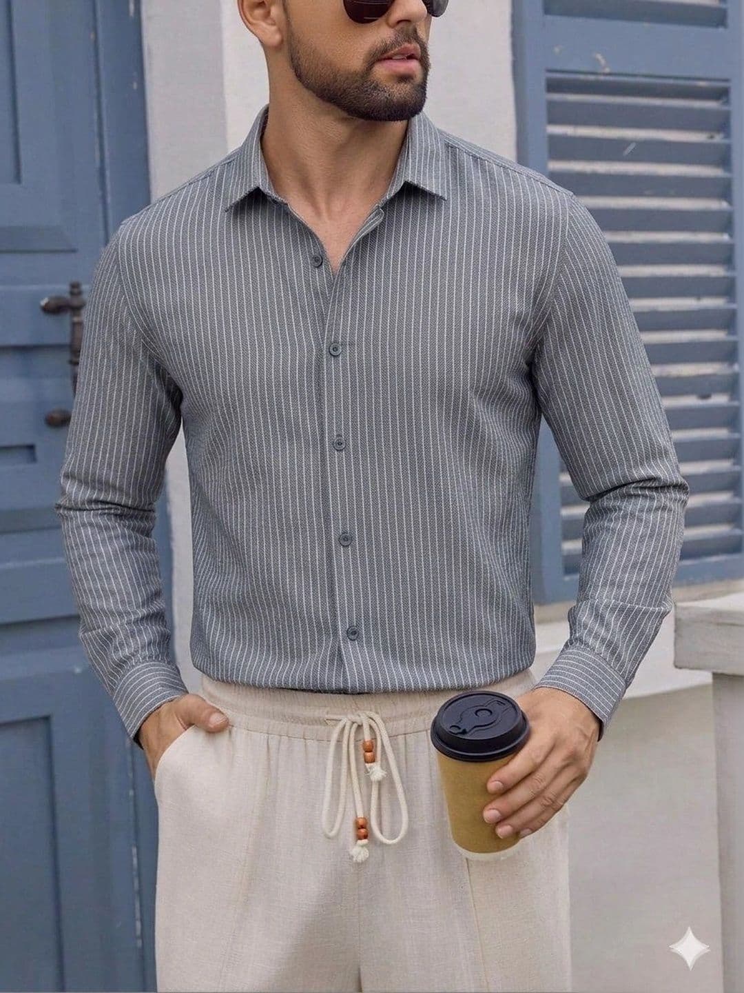 QUINTON Men Classic Striped Casual Shirt thumbnail 2