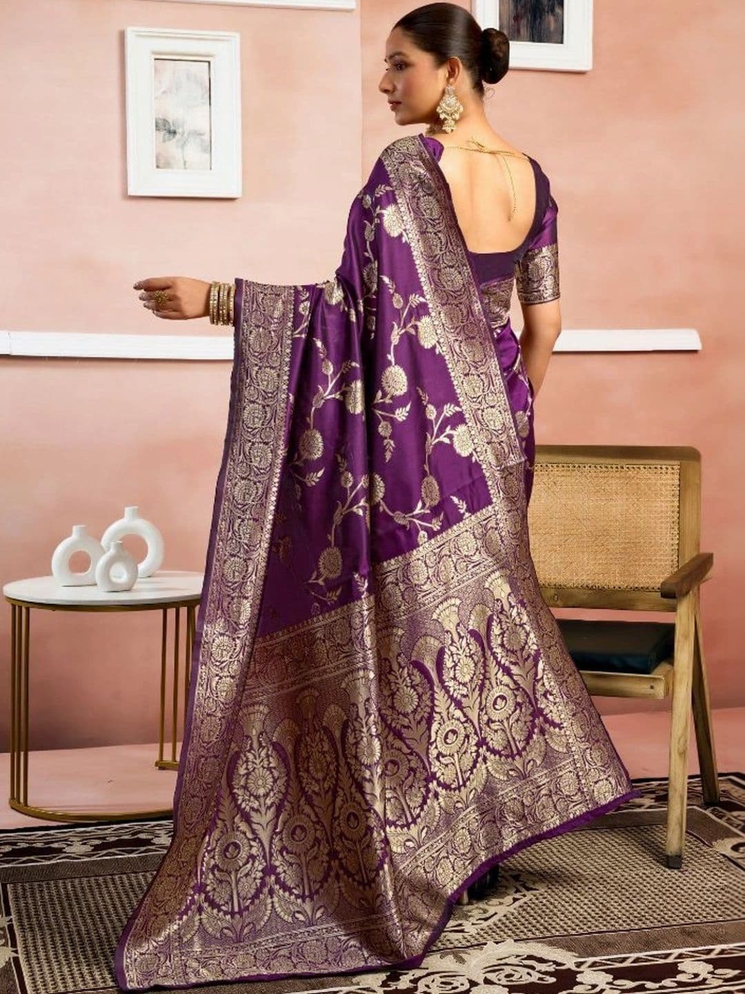 revika Woven Design Zari Art Silk Designer Kanjeevaram Saree thumbnail 4