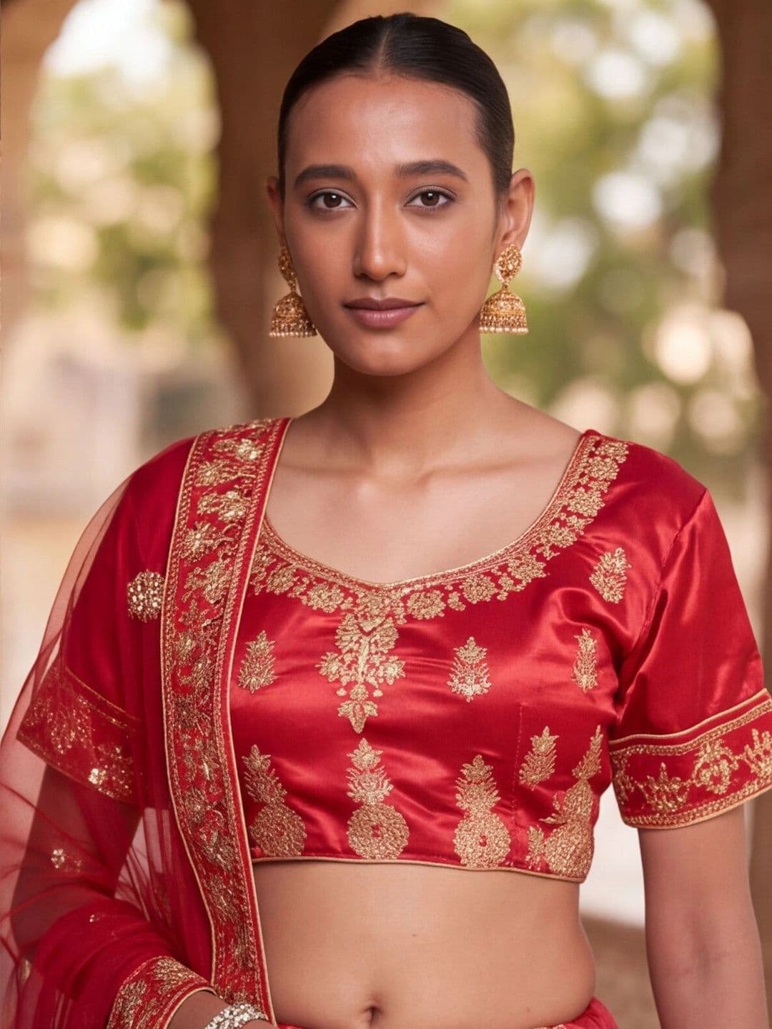 Anouk Rustic Embroidered Semi-Stitched Lehenga & Unstitched Blouse With Dupatta thumbnail 5