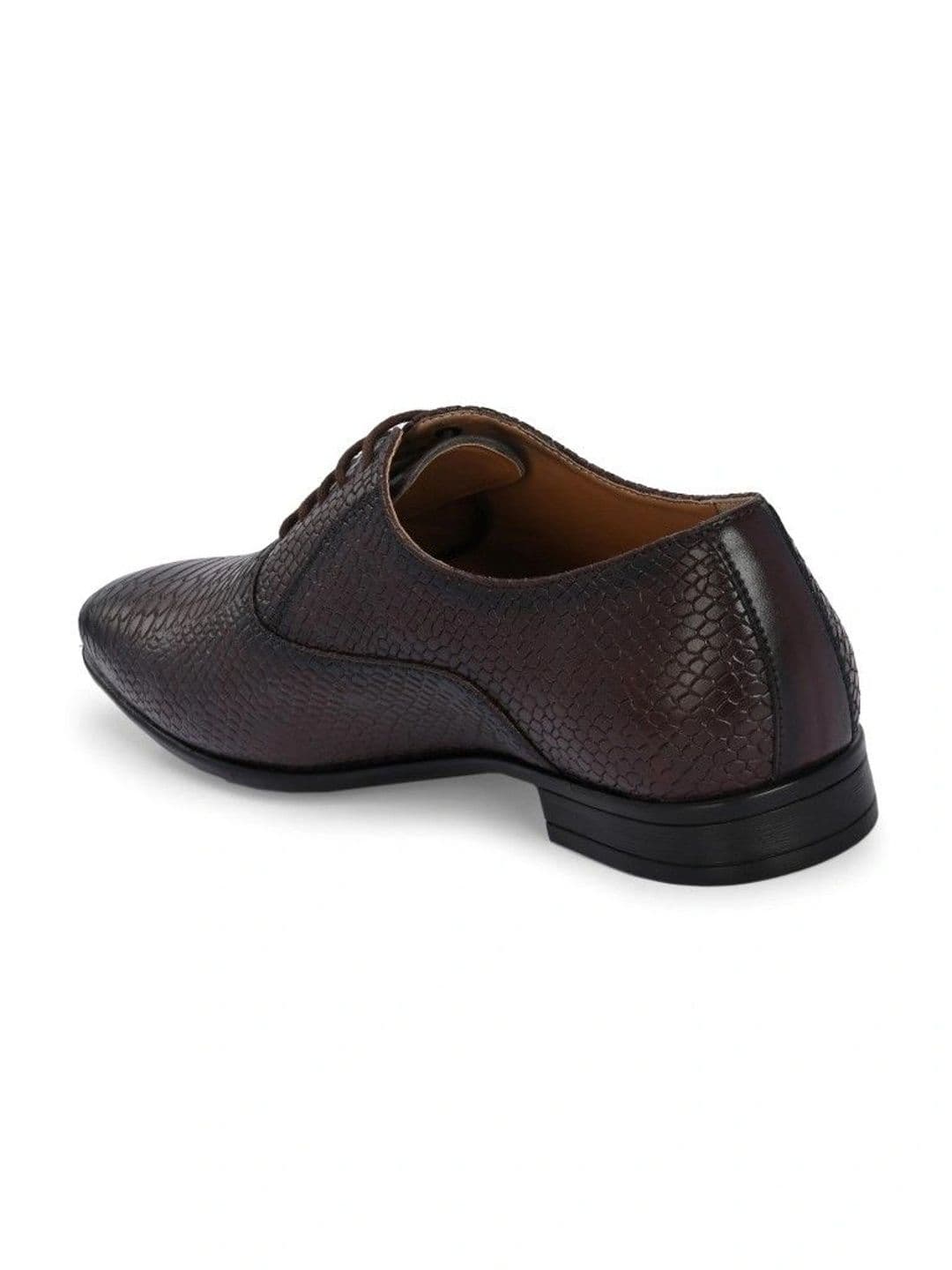 House of Pataudi Men Textured Synthetic Leather Pointed Toe Lace-Ups Oxfords Formal Shoes thumbnail 5