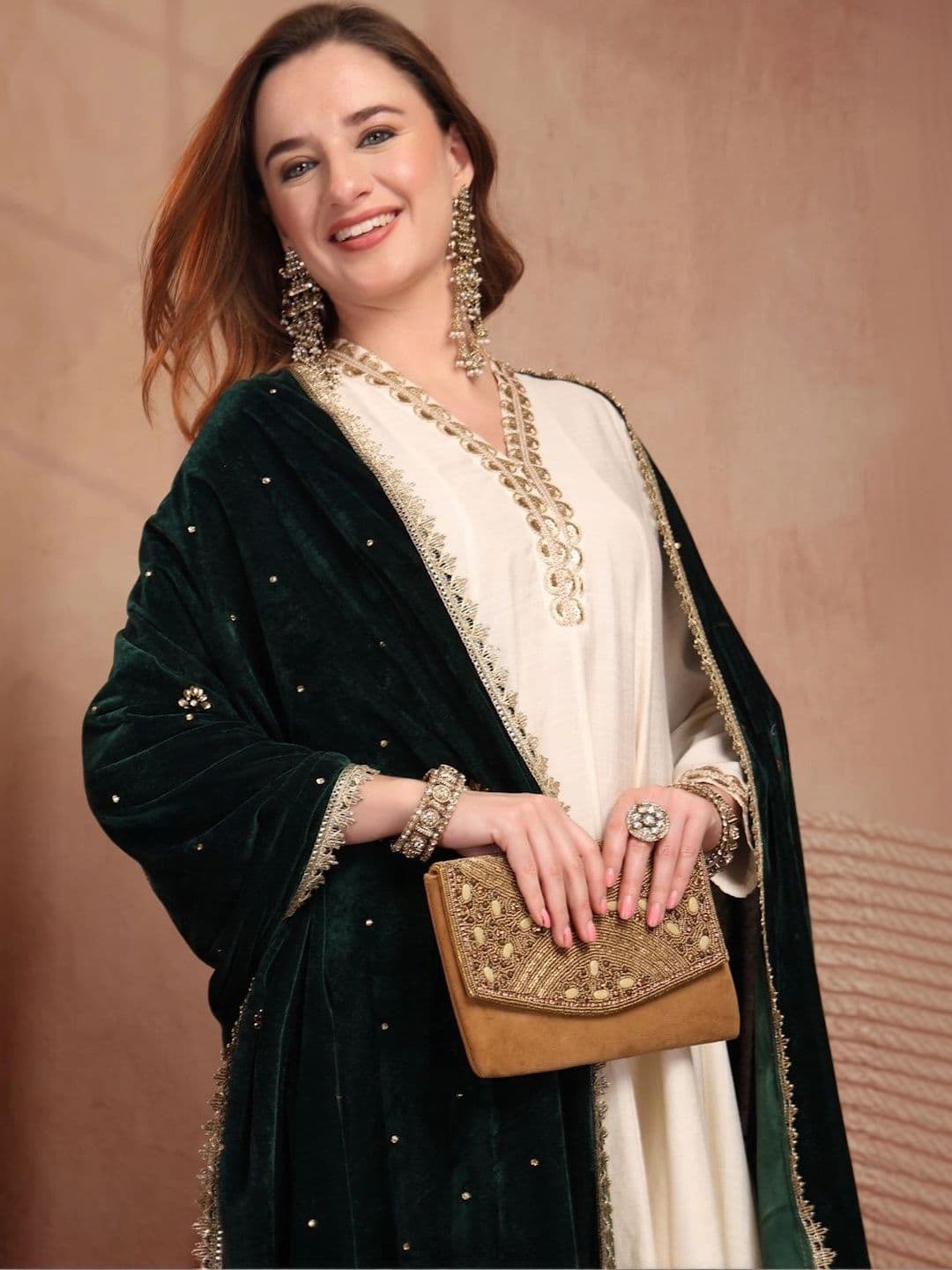 Clora Creation Velvet Dupatta with Sequinned thumbnail 2