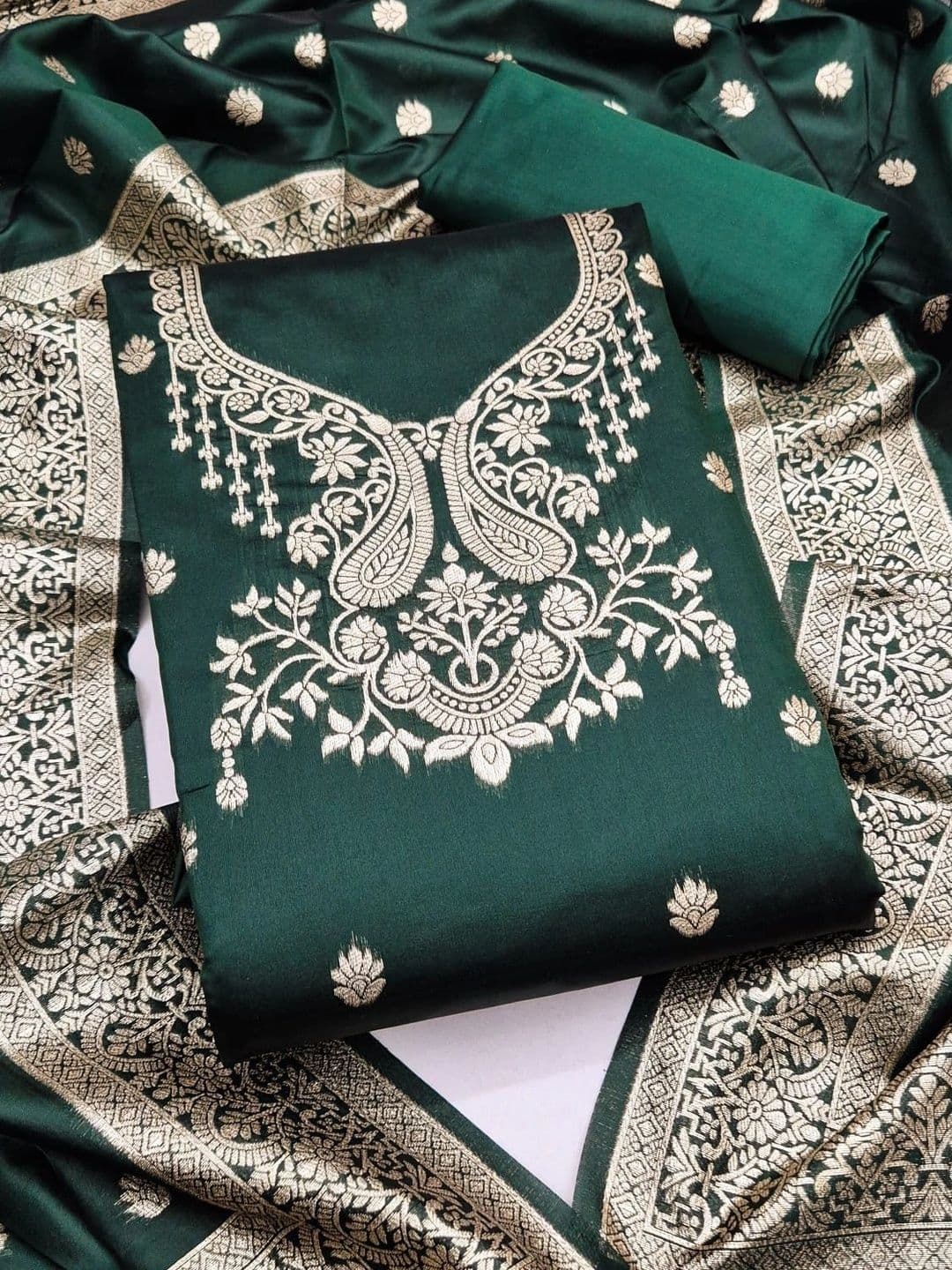 Milvia Art Silk Unstitched Dress Material - view 1