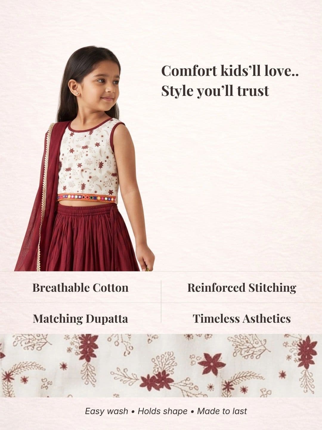 Desi Soota Girls Printed Mirror Work Ready to Wear Lehenga & Blouse With Dupatta thumbnail 2