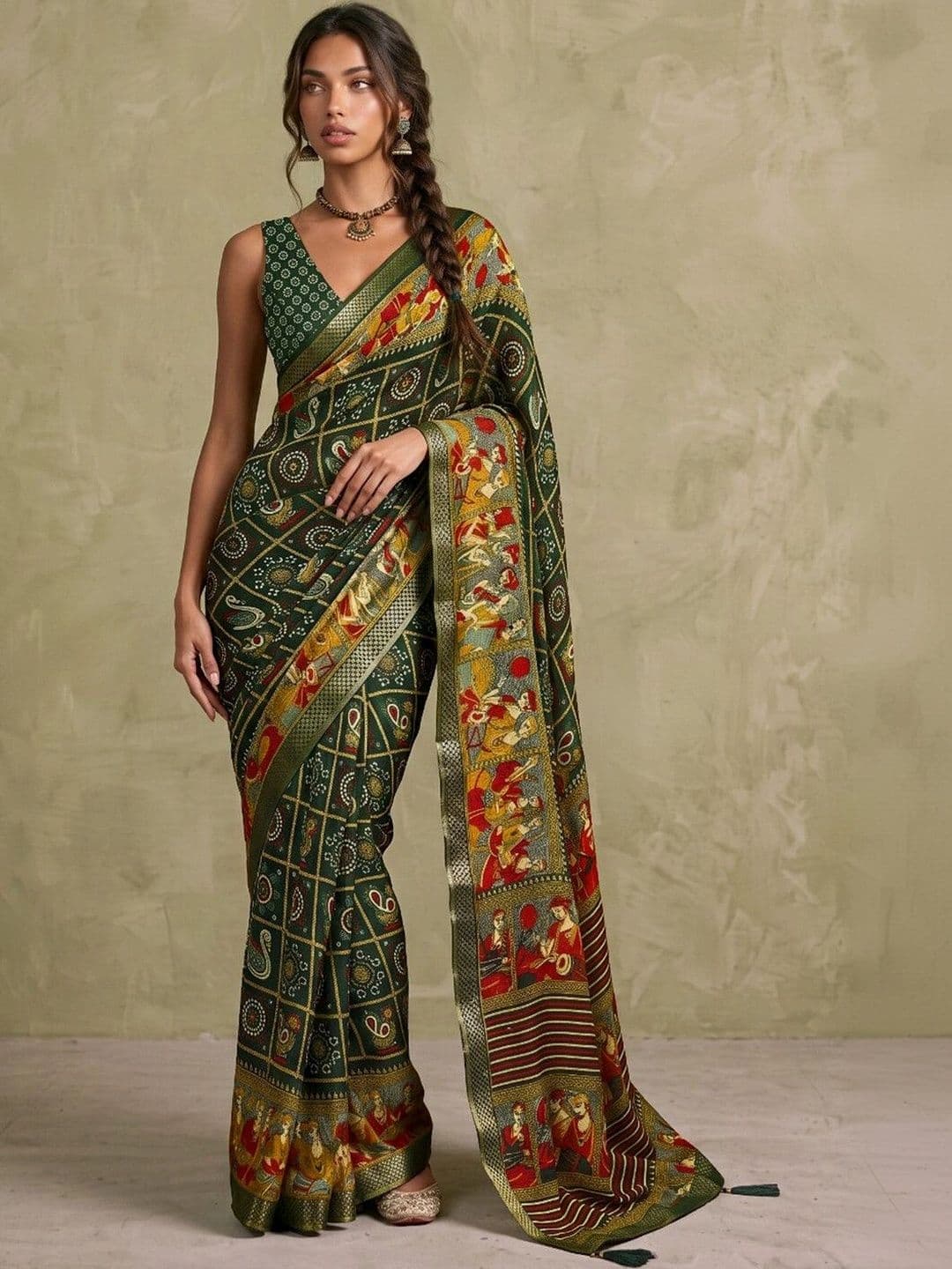 SAARA Ethnic Motifs Pure Georgette Saree thumbnail 6