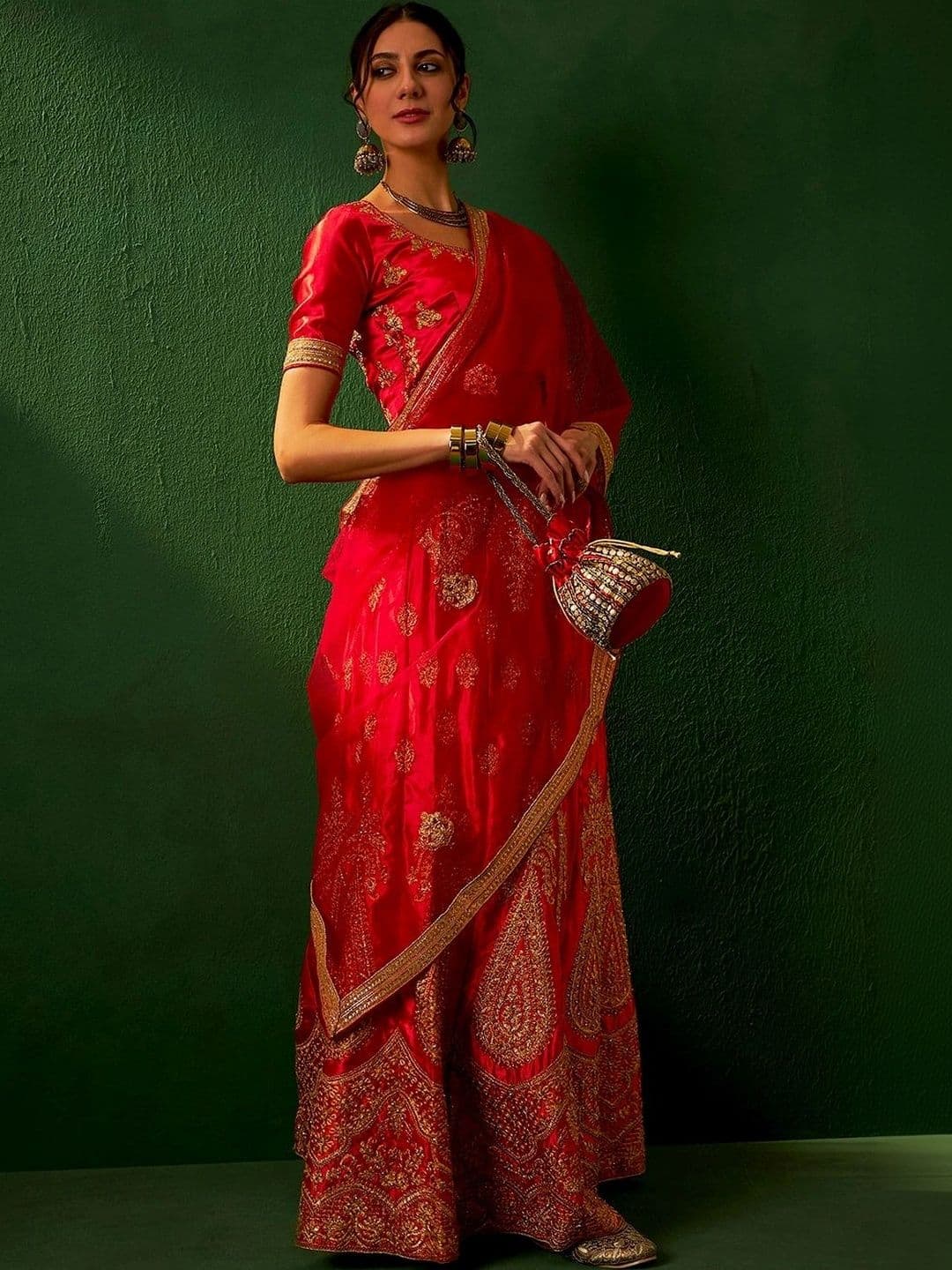 Mitera Embroidered Semi-Stitched Lehenga & Unstitched Blouse With Dupatta thumbnail 6