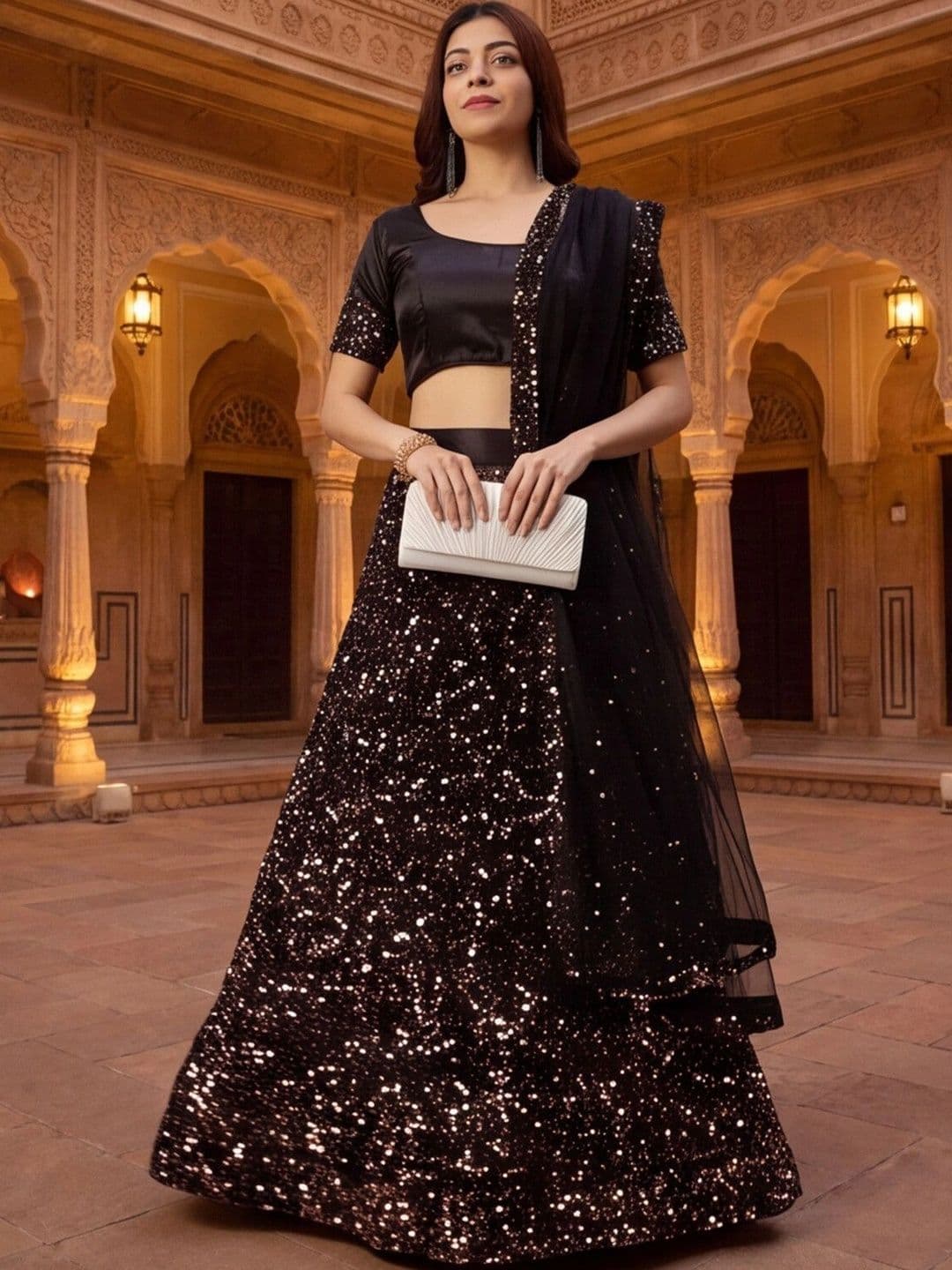 Anouk Rustic Embellished Sequinned Semi-Stitched Lehenga & Unstitched Blouse With Dupatta thumbnail 4