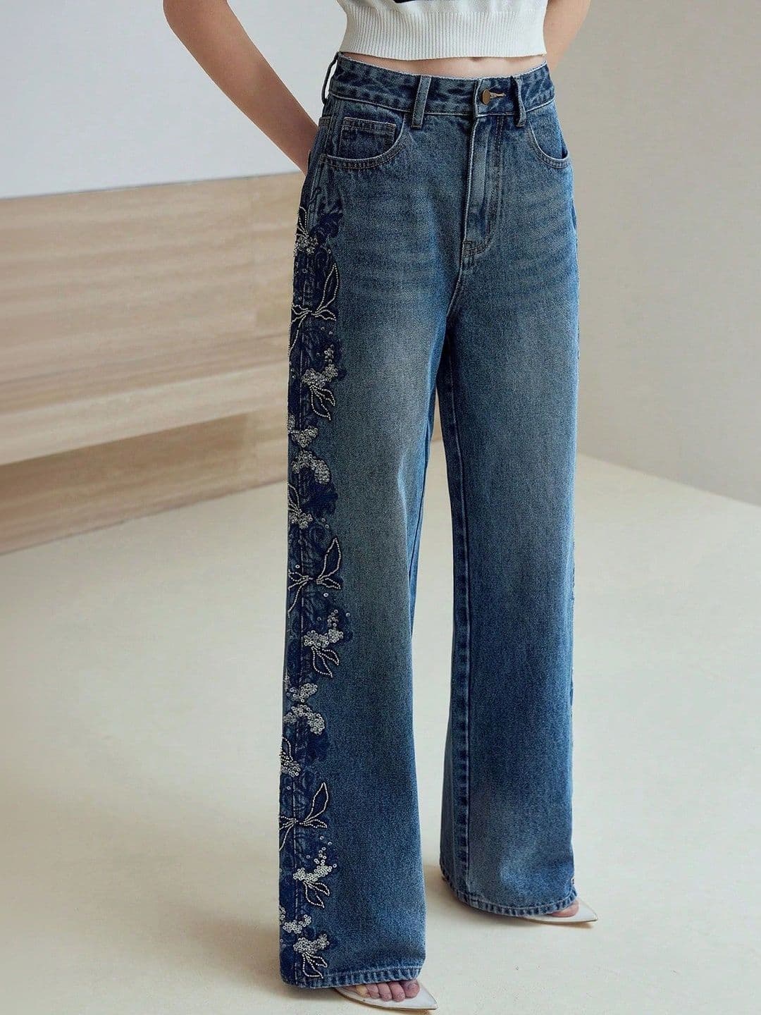 DressBerry Women Comfort Flared High-Rise Embellished Stretchable Jeans - view 1