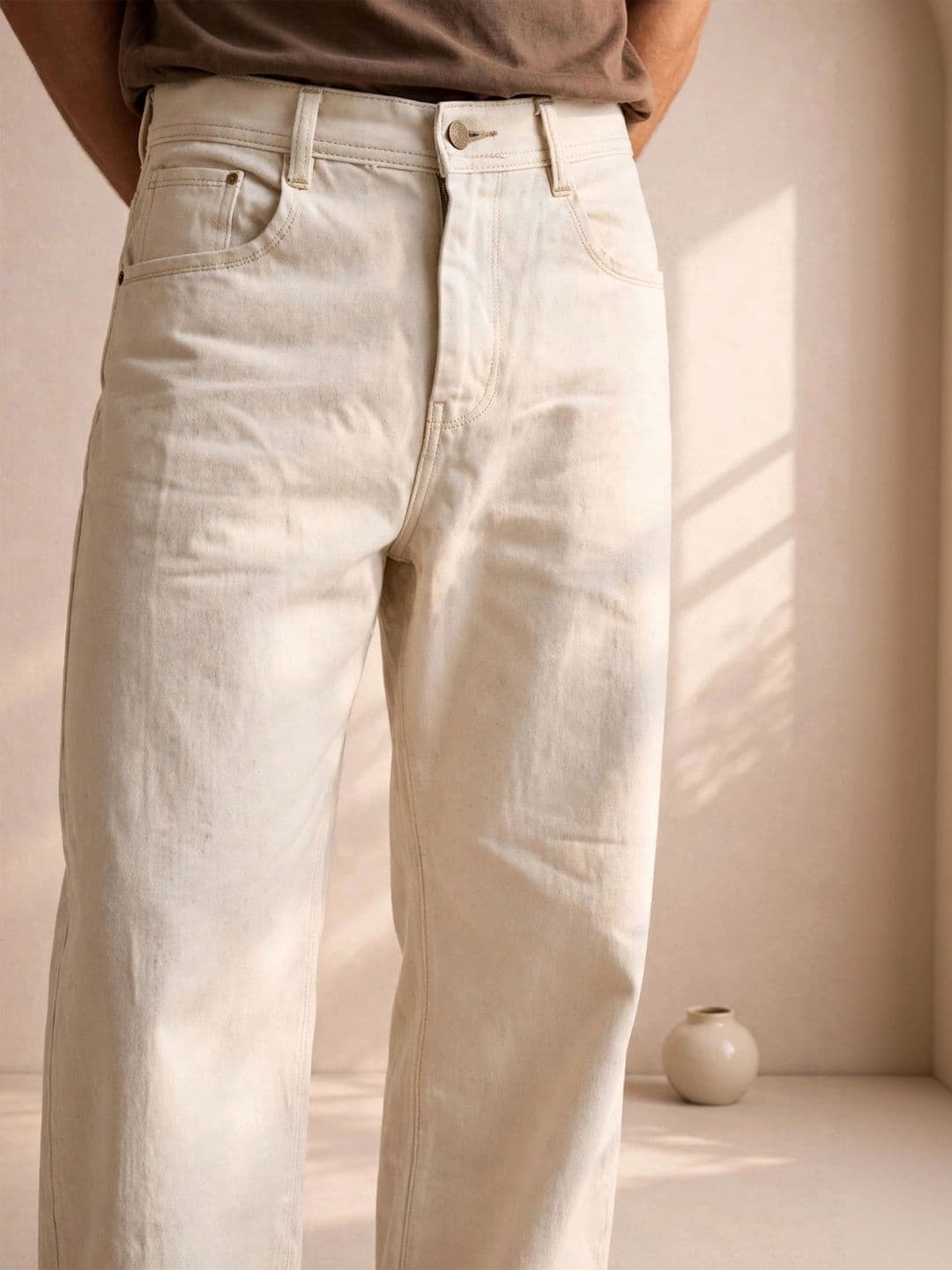 HERE&NOW Men's Mid-Rise Wide-Leg Relaxed Fit Jeans thumbnail 6