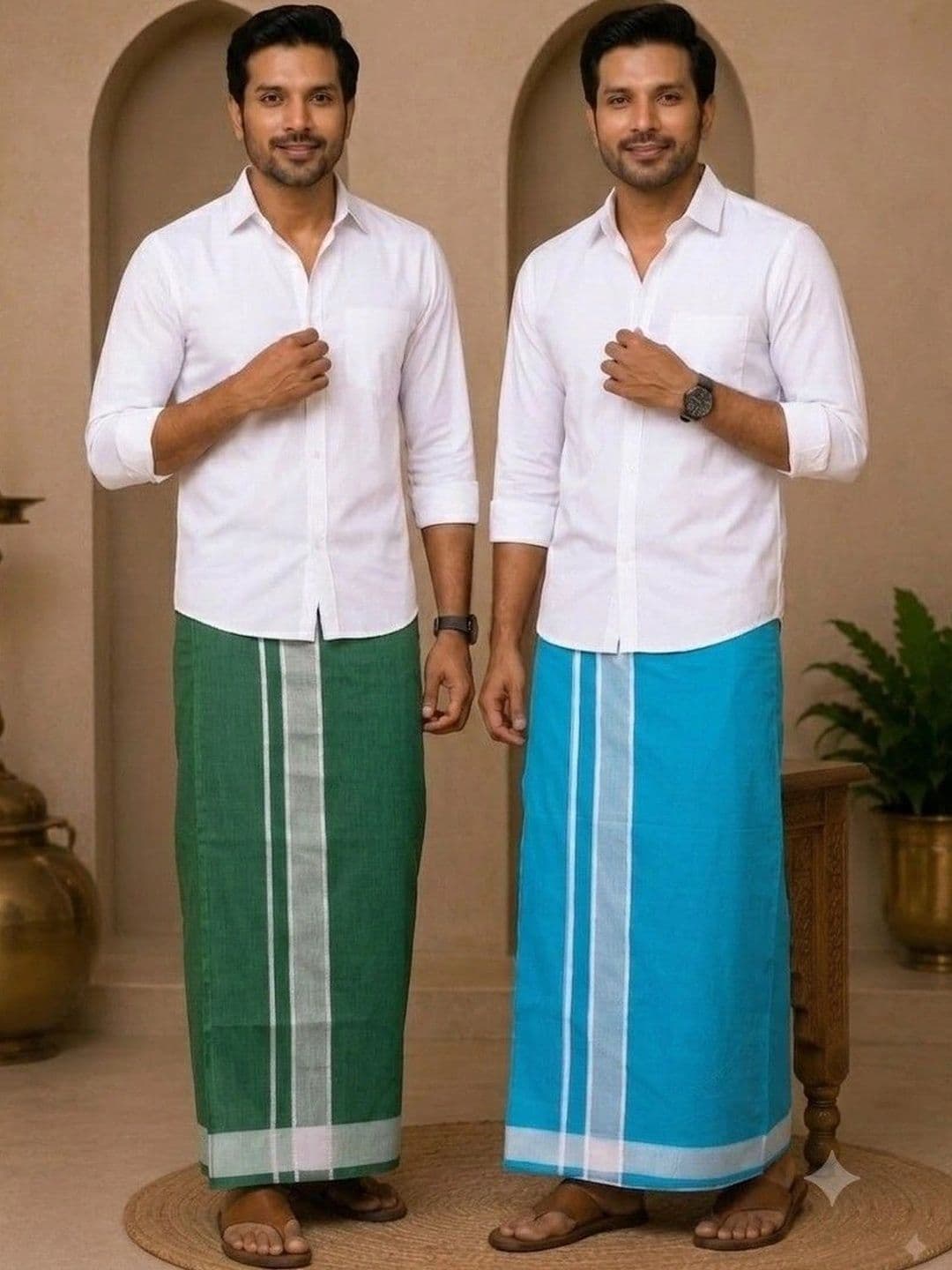 Tharunsha Elite Men Striped Cotton Dhoti Dhotis - view 1