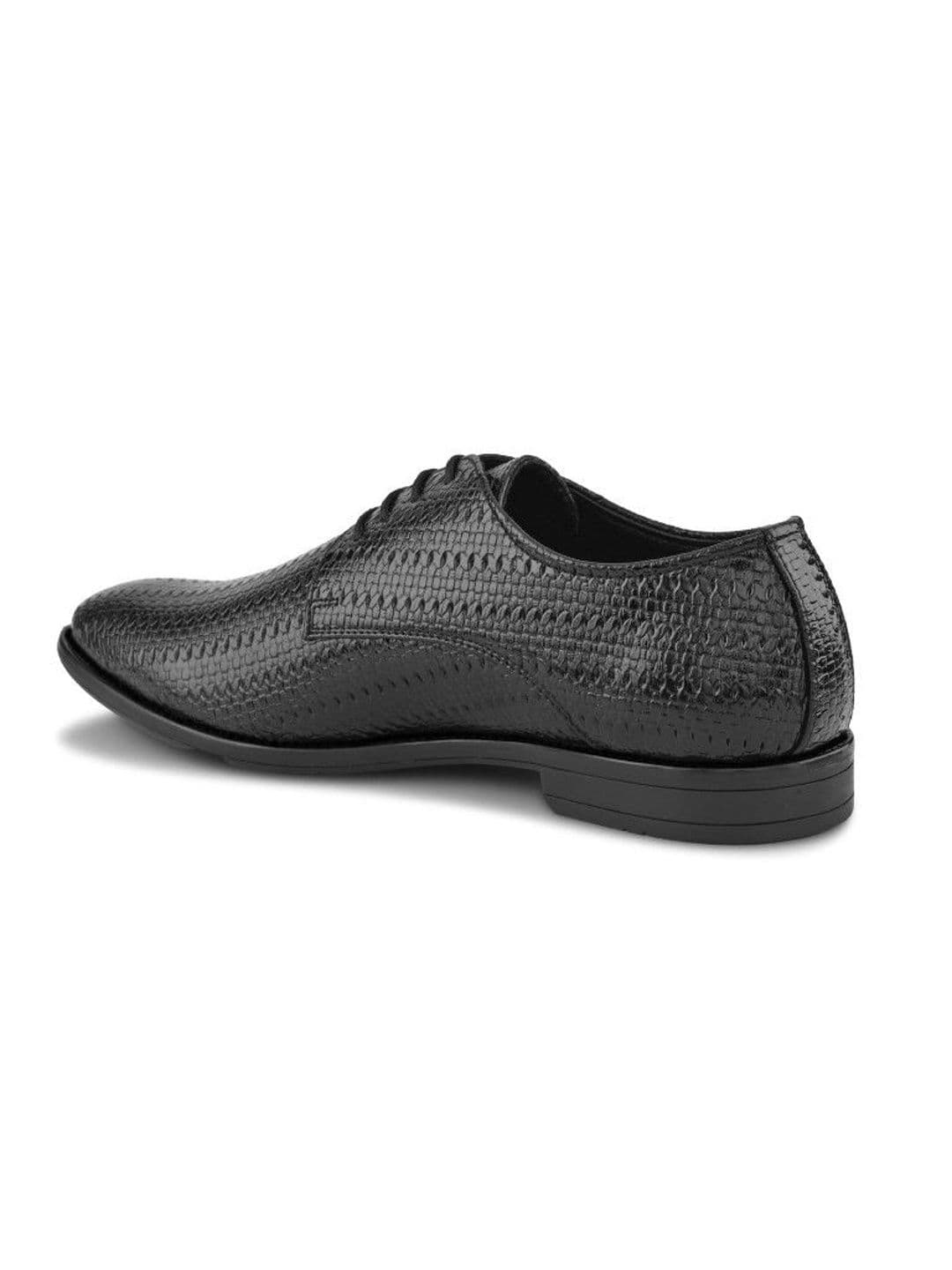 House of Pataudi Men Textured Synthetic Leather Pointed Toe Lace-Ups Derbys Formal Shoes thumbnail 3
