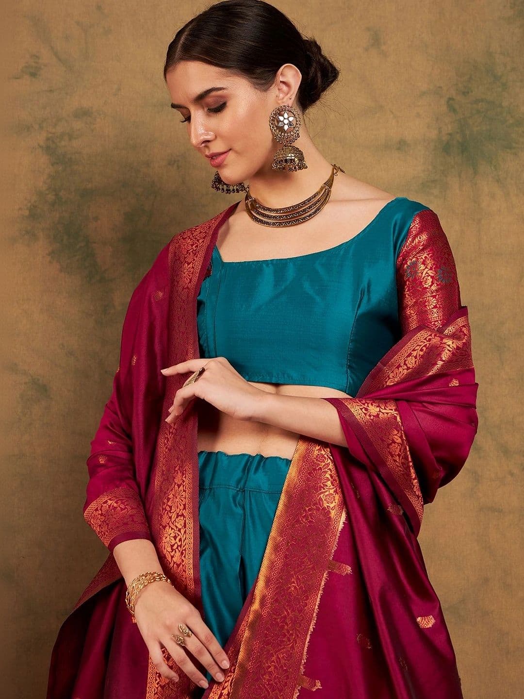 Mitera Semi-Stitched Lehenga & Unstitched Blouse With Dupatta thumbnail 6