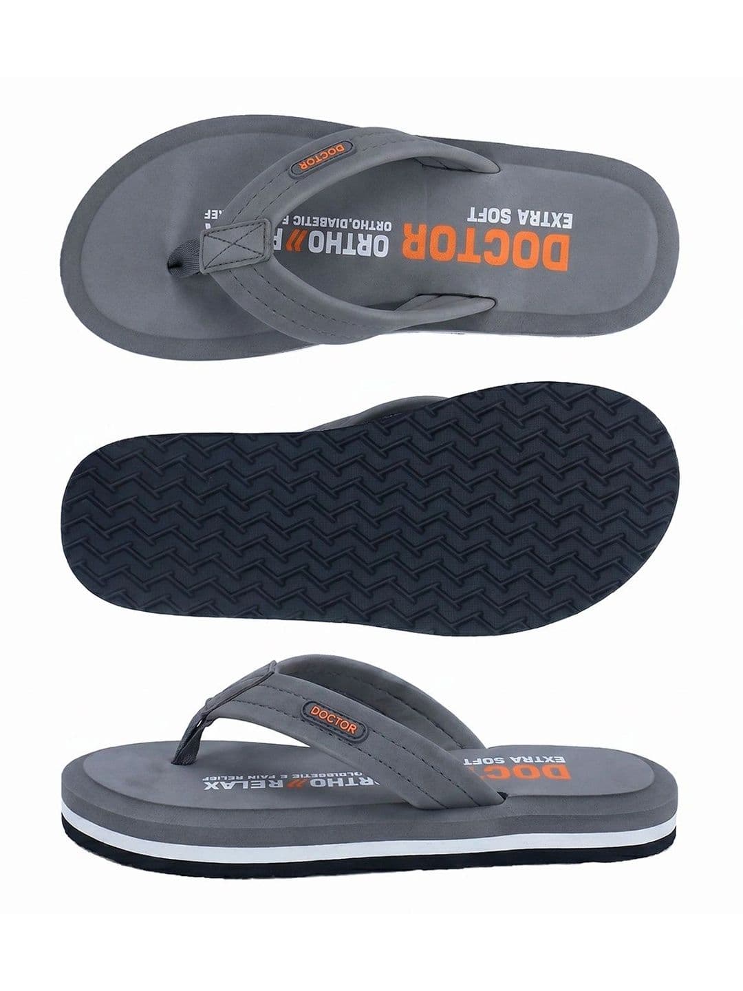 DOCTOR EXTRA SOFT Men Printed Thermo-Resistant Anti-Bacterial Ortho Relax Thong Flip-Flops thumbnail 4