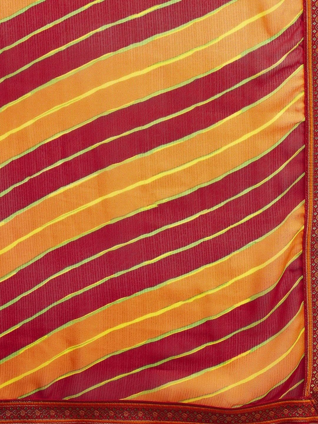 KALINI Women Leheriya Pure Georgette Fusion Saree thumbnail 7