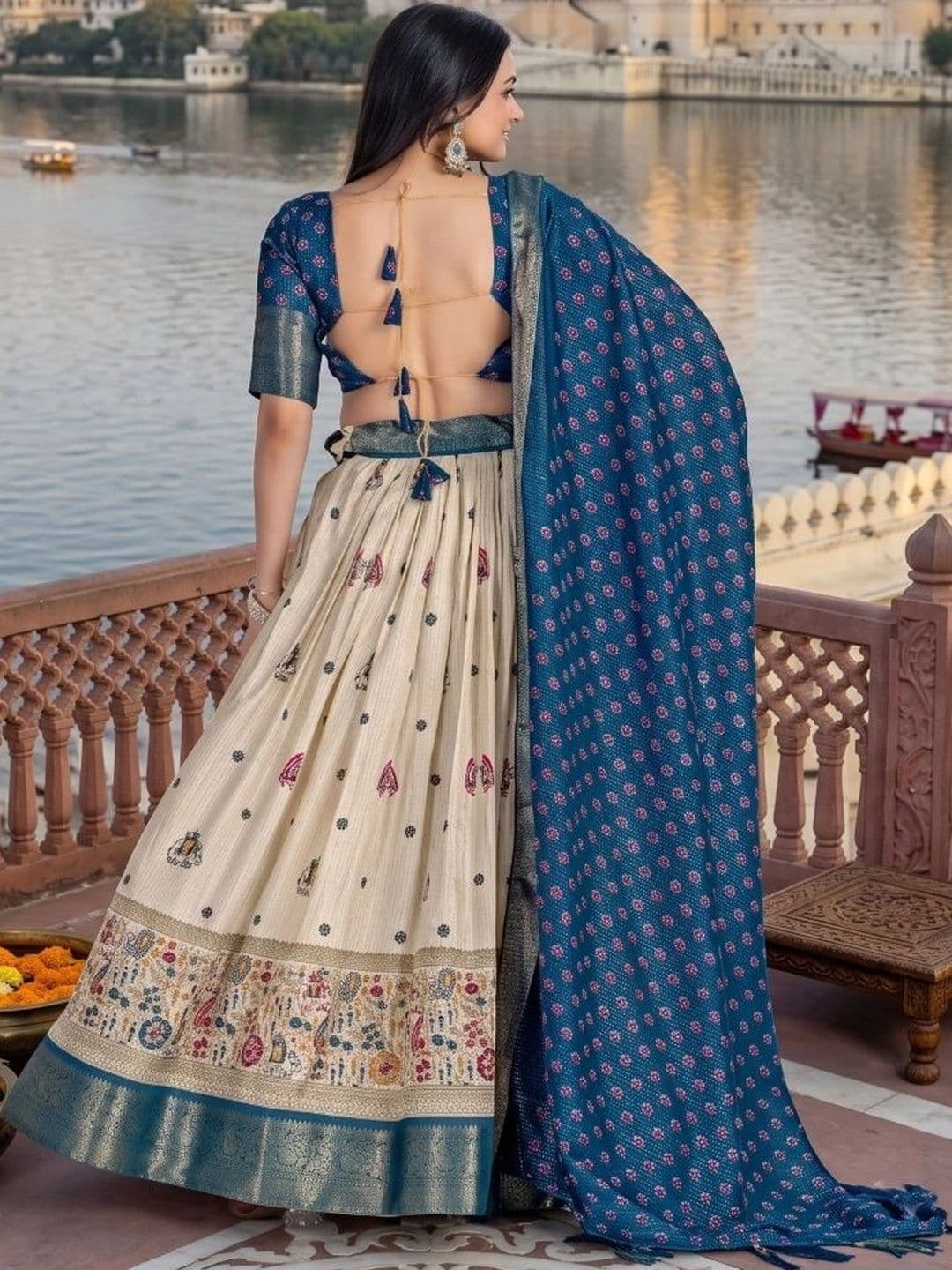 Anouk Printed Semi-Stitched Lehenga & Unstitched Blouse With Dupatta thumbnail 4