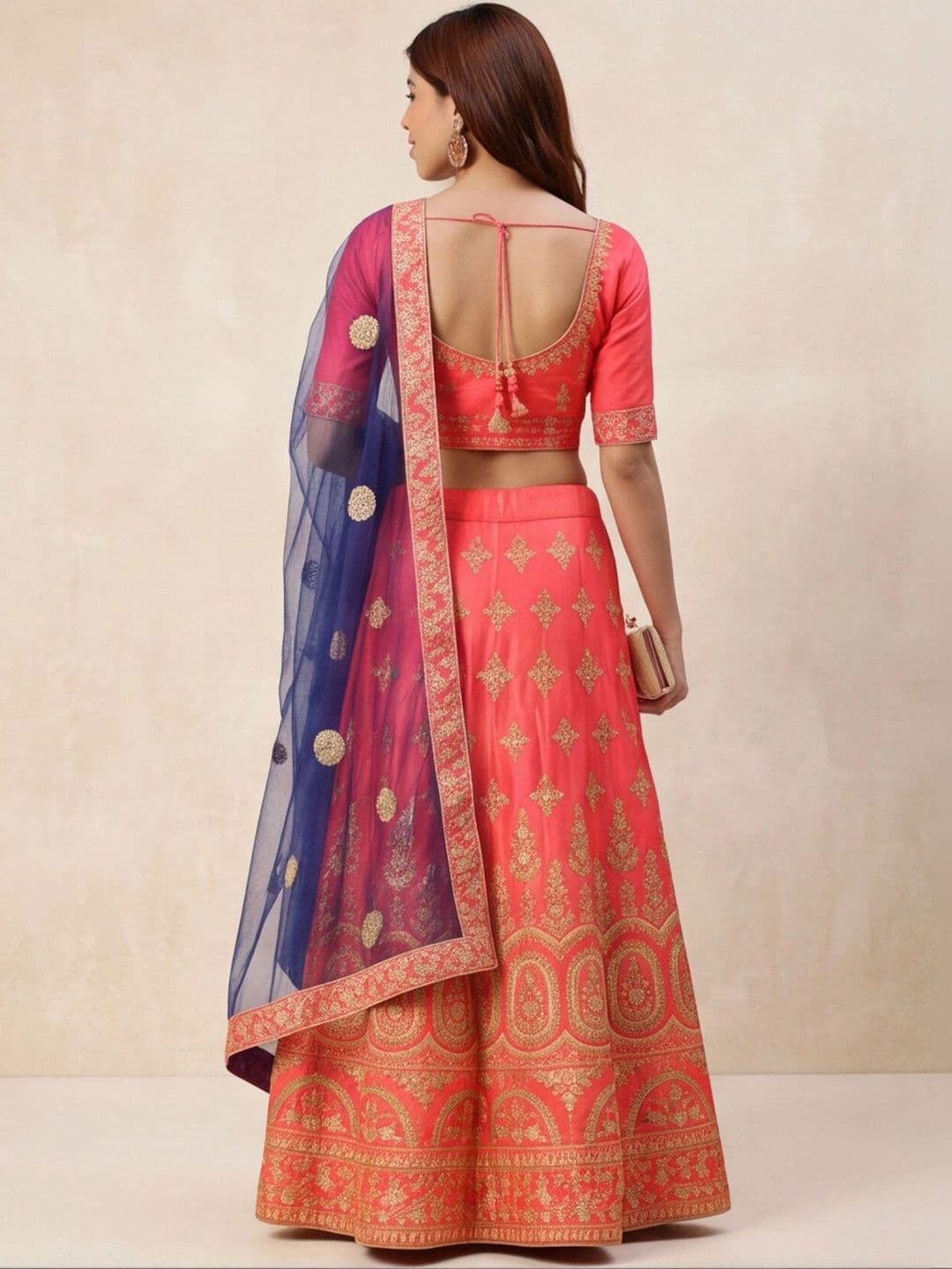 Mitera Embroidered Semi-Stitched Lehenga & Unstitched Blouse With Dupatta thumbnail 3