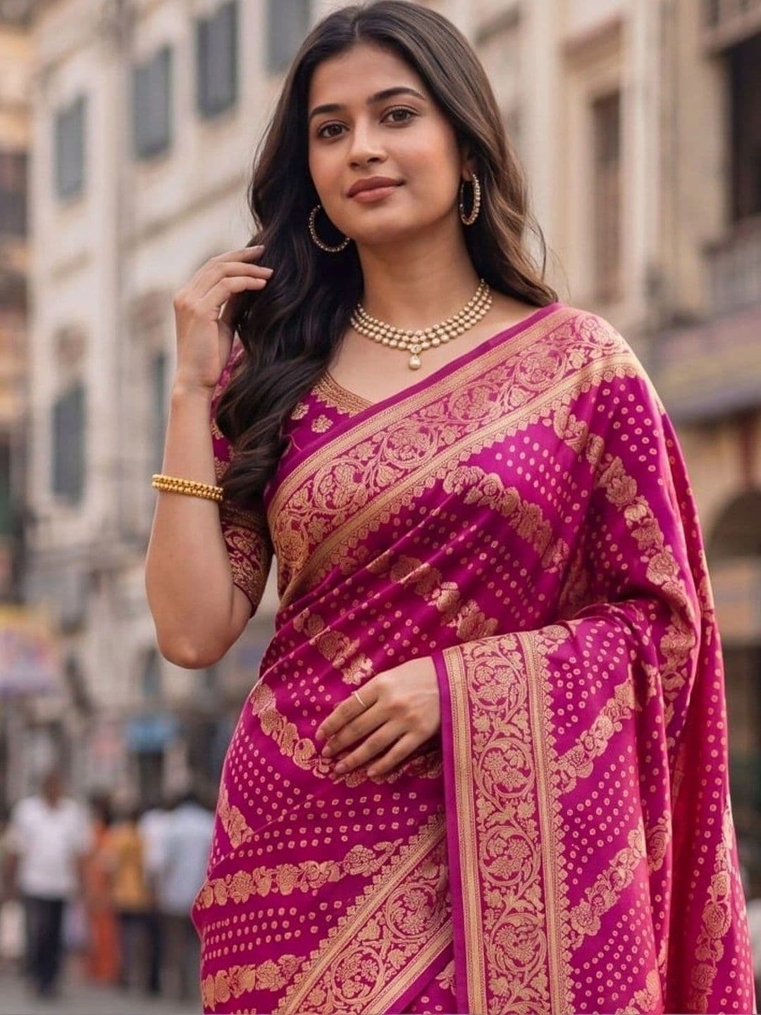 KALINI Woven Design Zari Silk Blend Banarasi Saree thumbnail 3