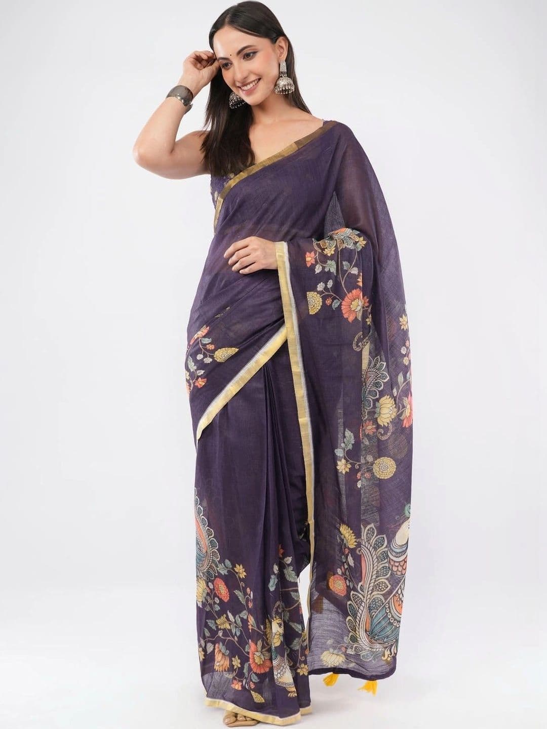 SAMANTHA Floral Linen Blend Saree - view 1