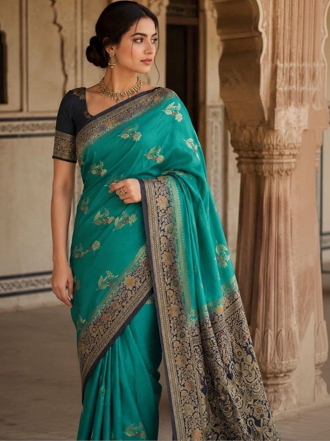 House of Neyvara Woven Design Zari Silk Blend Banarasi Saree - view 1