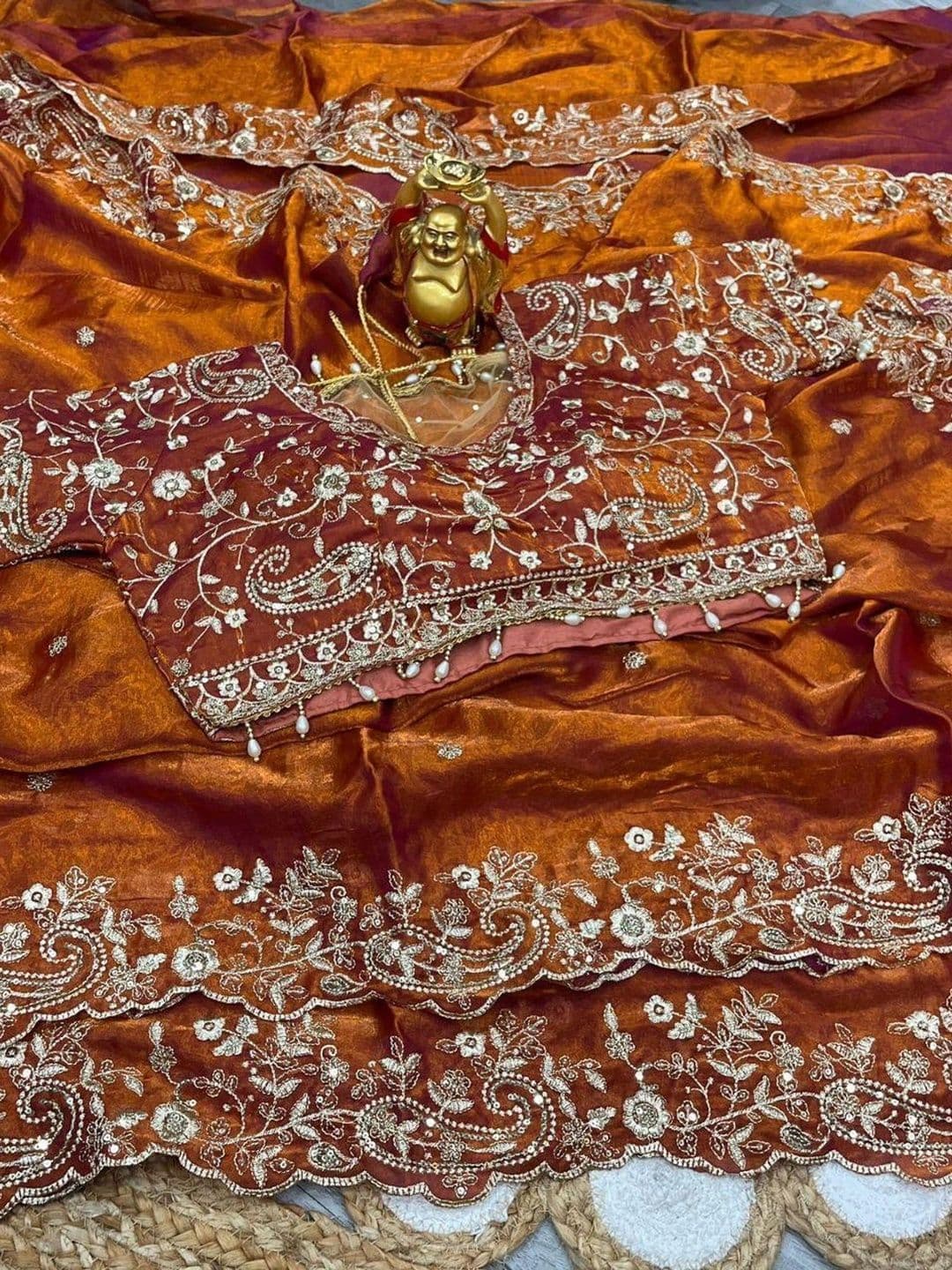 M DINESH & CO Paisley Embroidered Silk Blend Heavy Work Bandhani Saree thumbnail 2