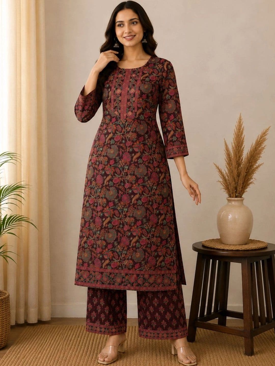 Sangria Women Ethnic Motifs Printed Regular Pure Cotton Kurta with Palazzos & With Dupatta thumbnail 2