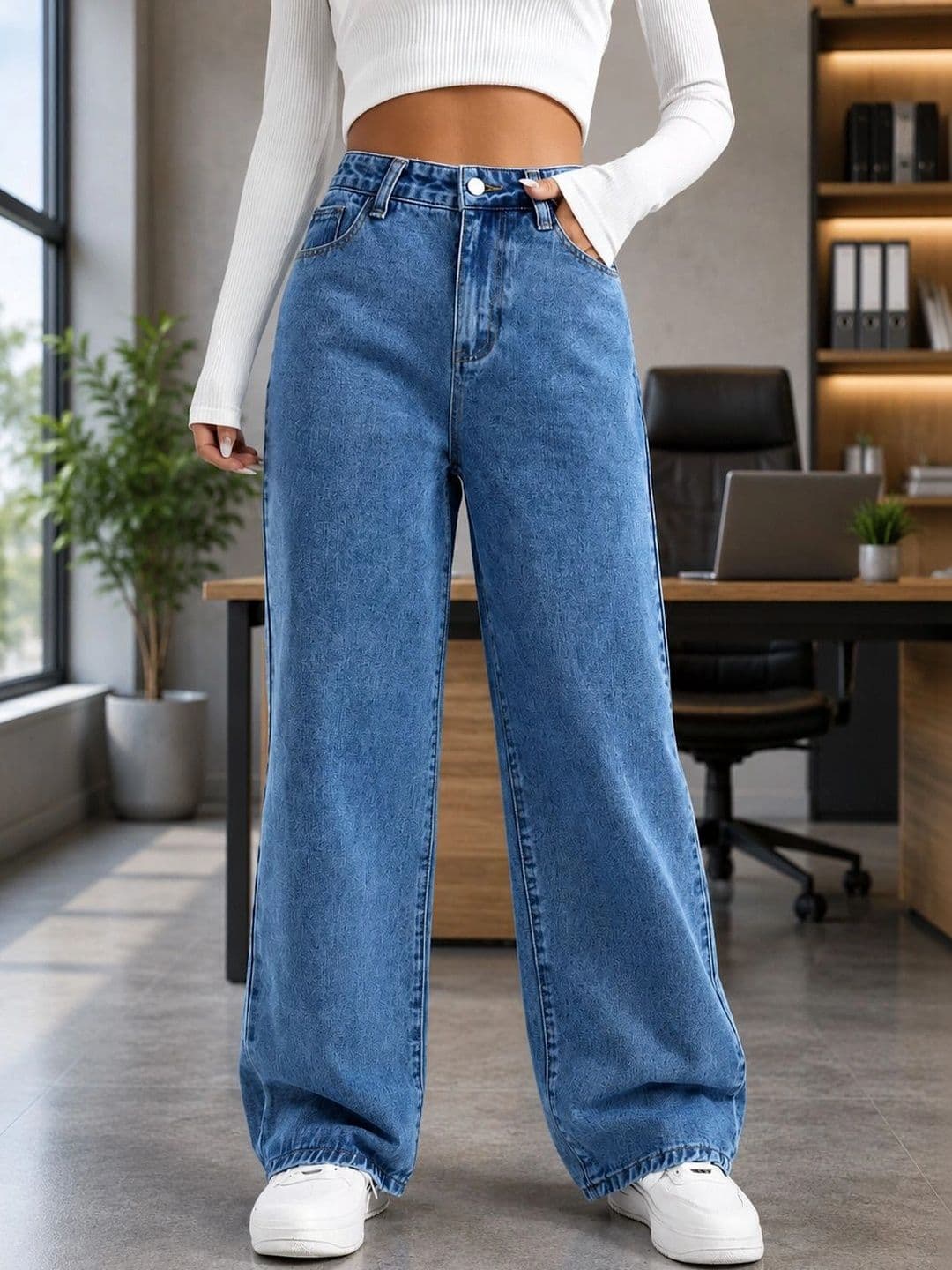 DENIMLOOK Women Flared High-Rise Light Fade Jeans - view 1