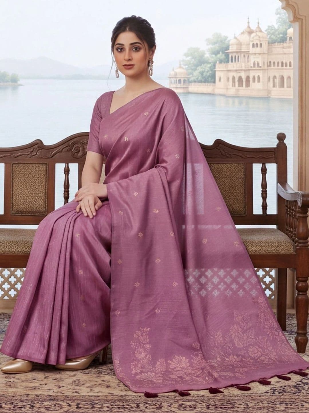 Jaipur Kurti Woven Design Zari Silk Cotton Fusion Banarasi Saree thumbnail 6