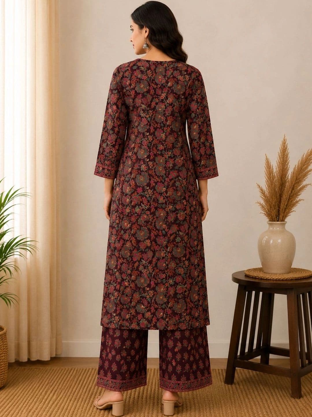 Sangria Women Ethnic Motifs Printed Regular Pure Cotton Kurta with Palazzos & With Dupatta thumbnail 4