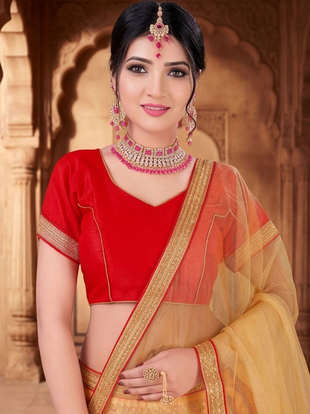 Mitera Semi-Stitched Lehenga & Unstitched Blouse With Dupatta thumbnail 5