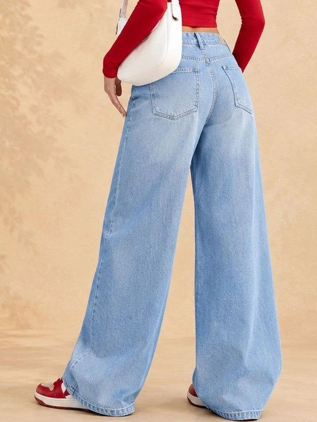 DressBerry Women Comfort Wide Leg High-Rise Light Fade Stretchable Jeans thumbnail 3