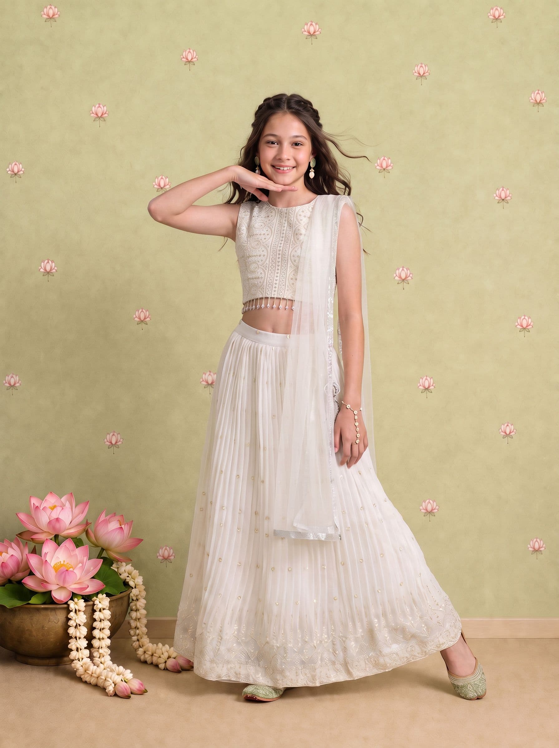 Sangria Girls Sequinned Embellished Lehenga Choli thumbnail 5