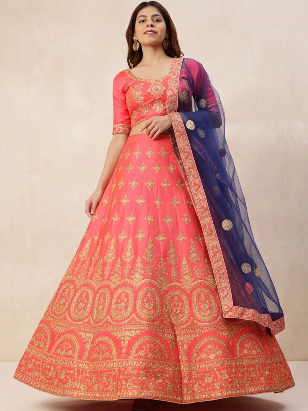 Anouk Rustic Embroidered Semi-Stitched Lehenga & Unstitched Blouse With Dupatta thumbnail 5