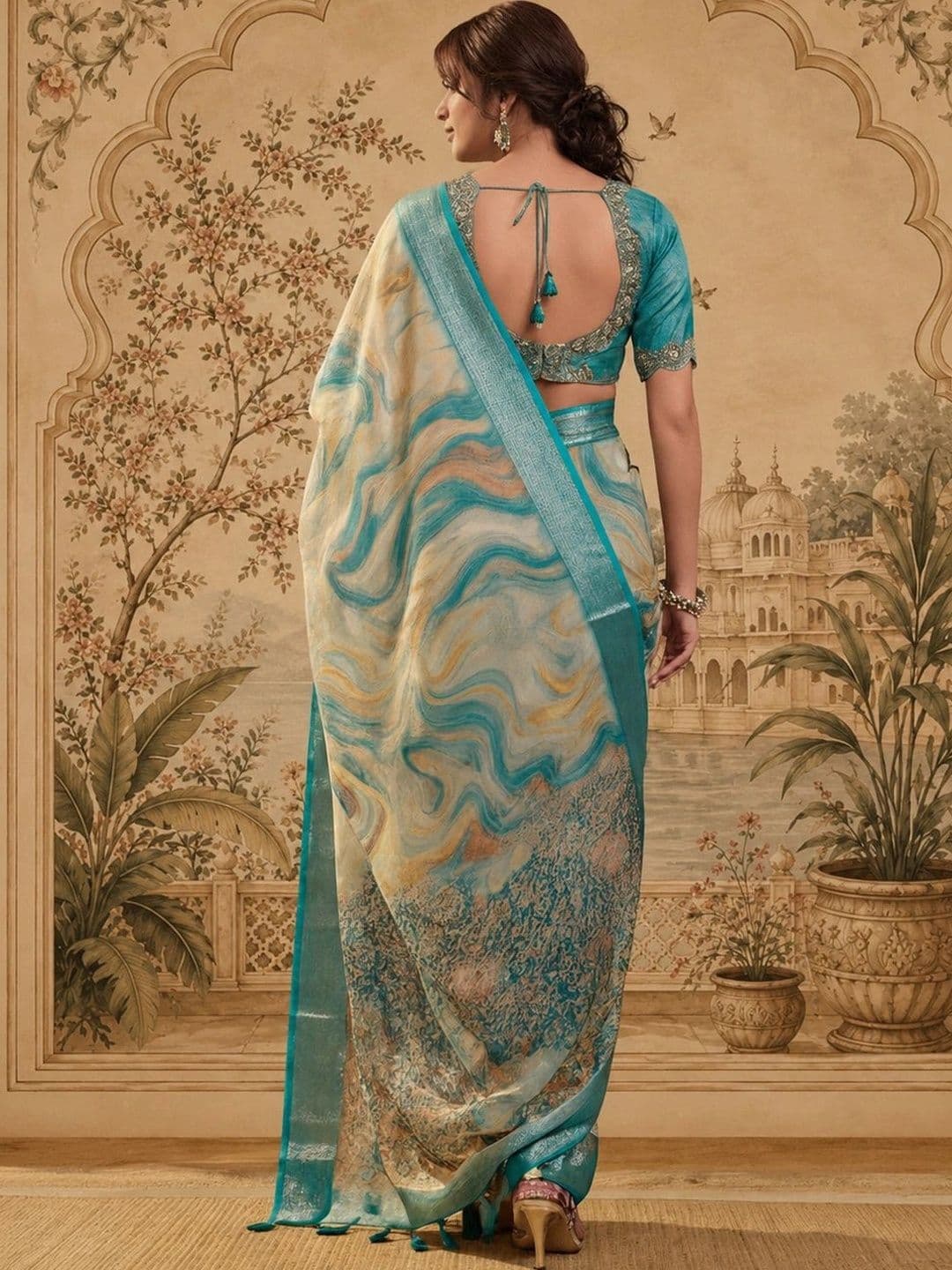 Jaipur Kurti Zari Silk Cotton Fusion Saree thumbnail 4