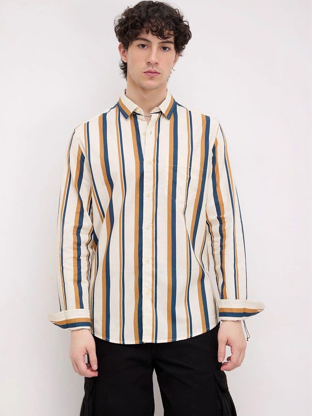 VASTRADO Men Classic Slim Fit Striped Casual Shirt thumbnail 2