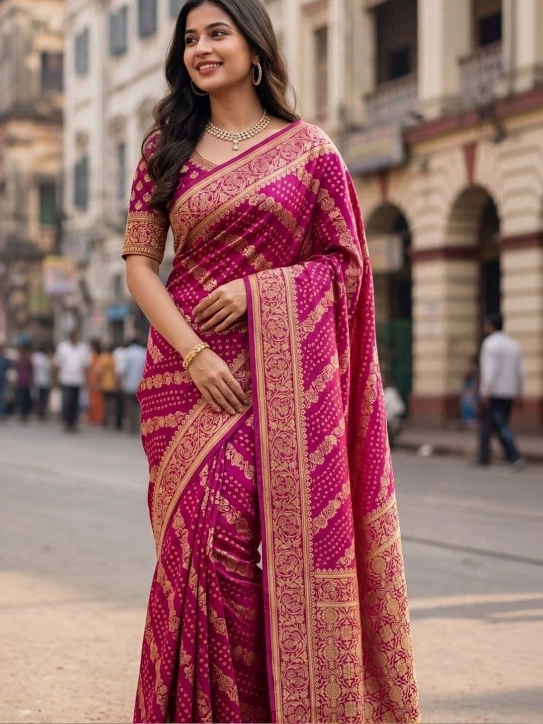 KALINI Woven Design Zari Silk Blend Banarasi Saree thumbnail 2