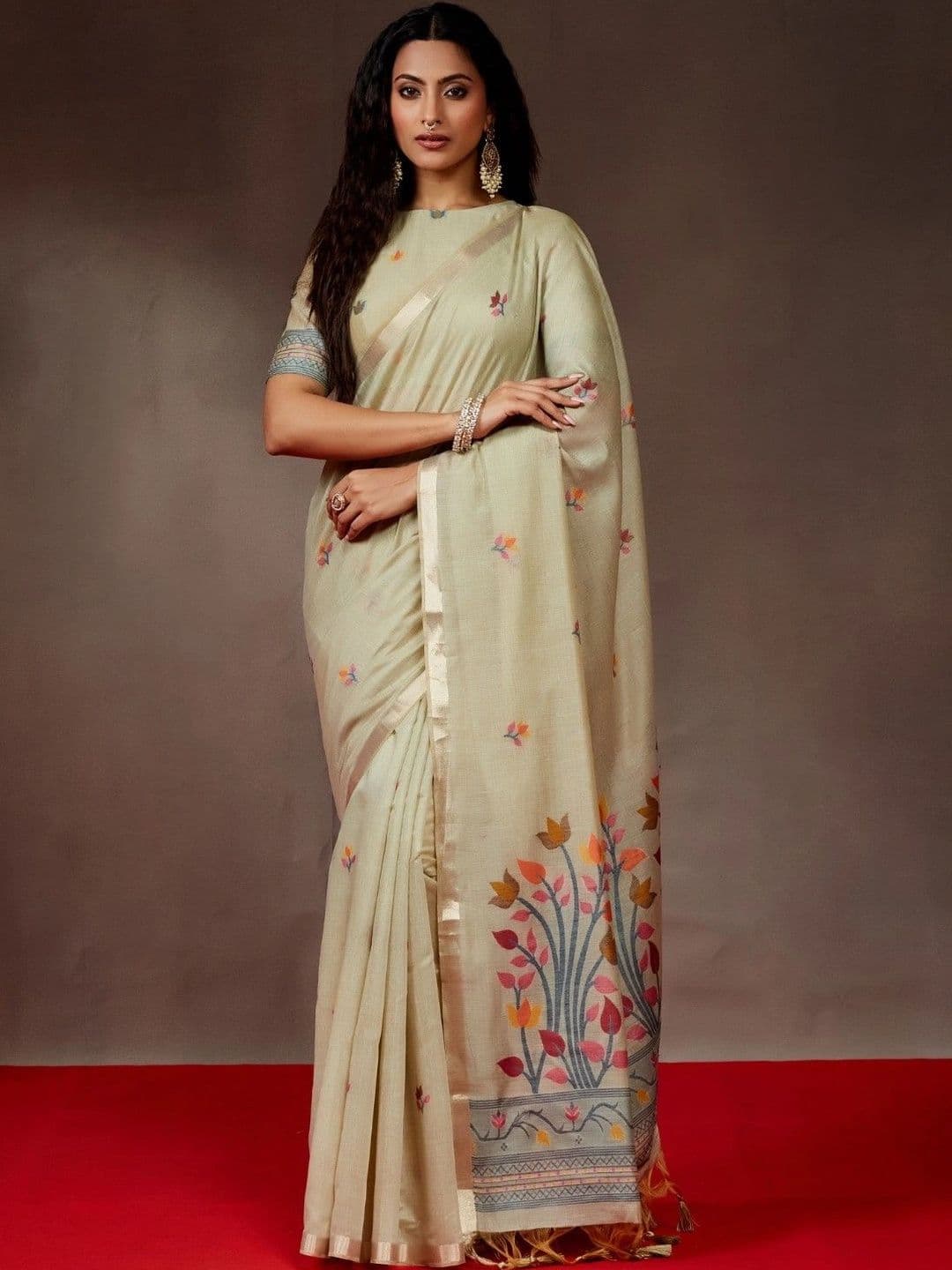kasee Floral Zari Pure Cotton Designer Saree thumbnail 7