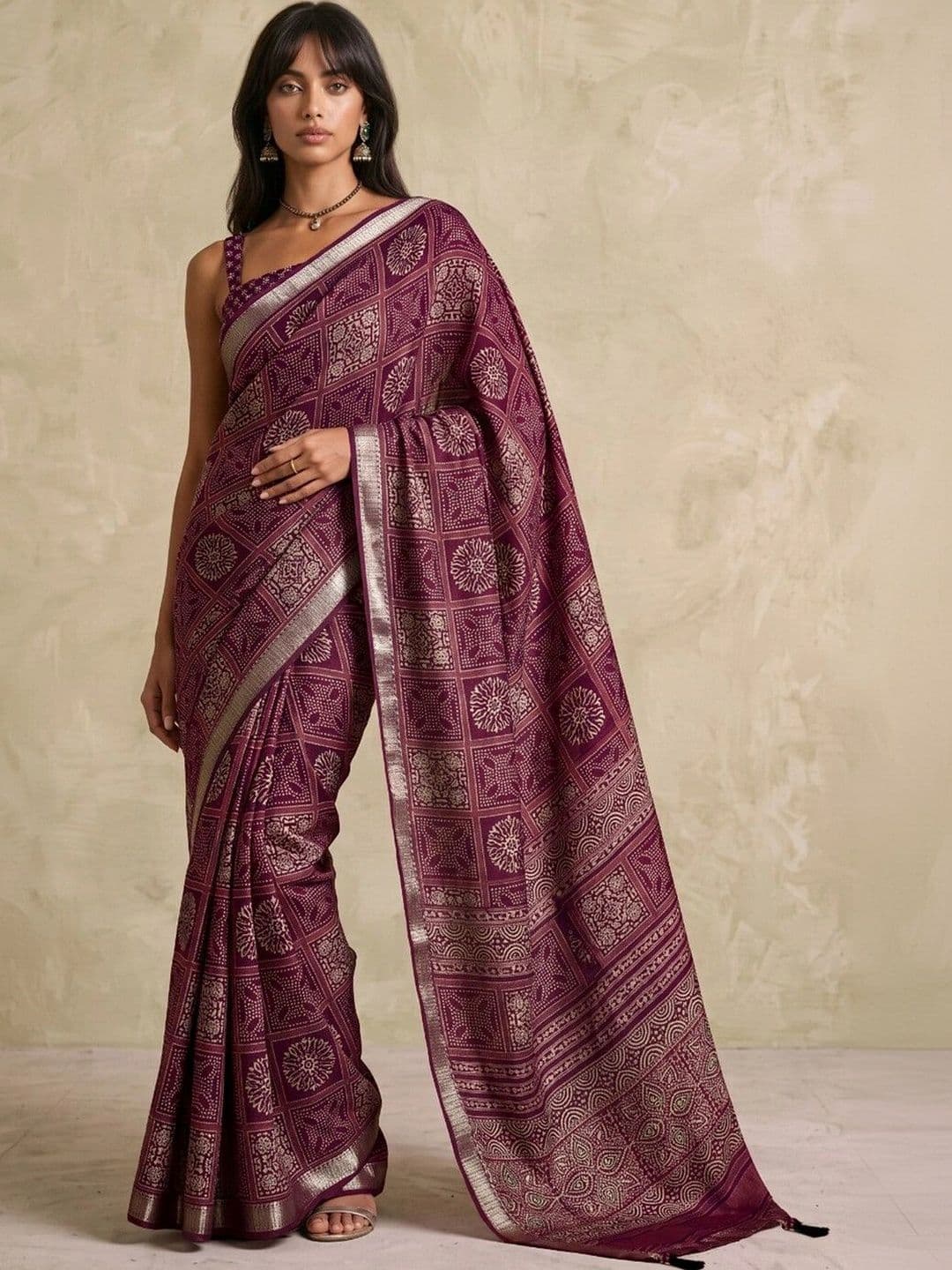 SAARA Ethnic Motifs Pure Georgette Women Saree thumbnail 6