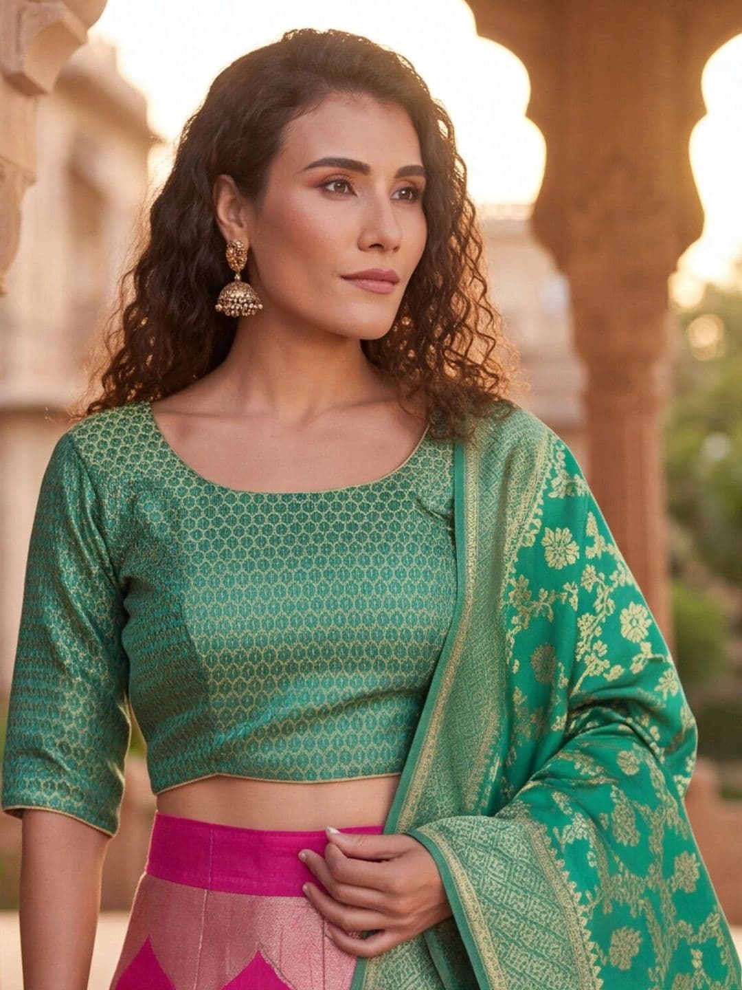 Anouk Rustic Semi-Stitched Lehenga & Unstitched Blouse With Dupatta thumbnail 5