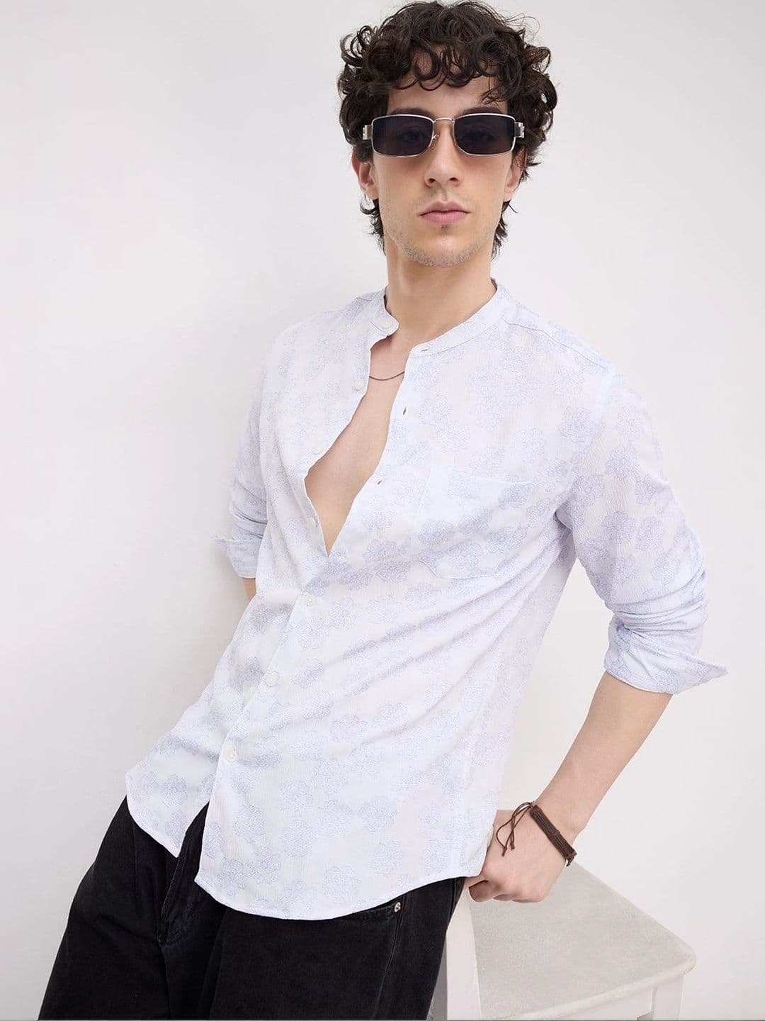 VASTRADO Men Classic Slim Fit Floral Printed Casual Shirt thumbnail 5