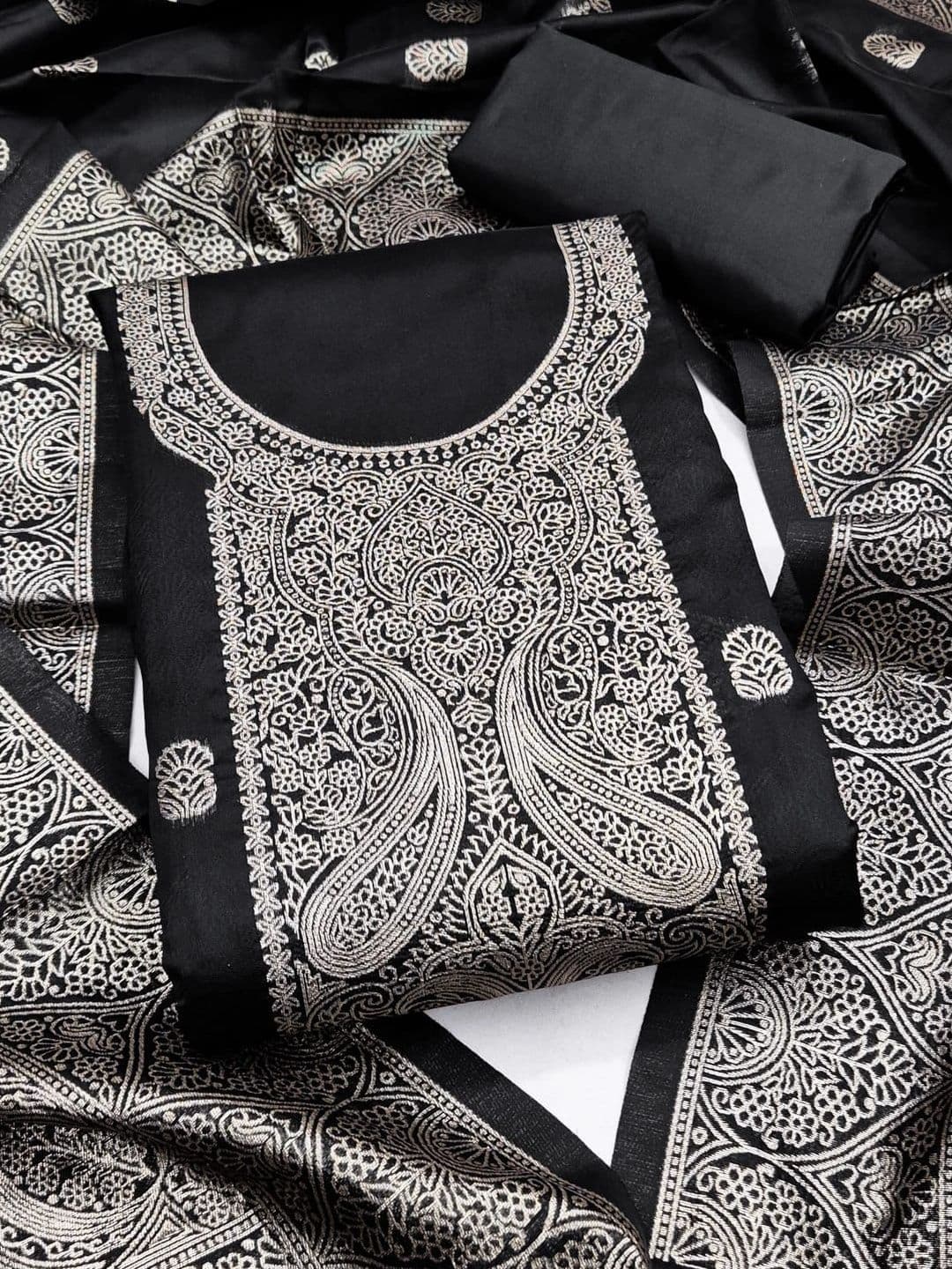 Milvia Art Silk Unstitched Dress Material - view 1