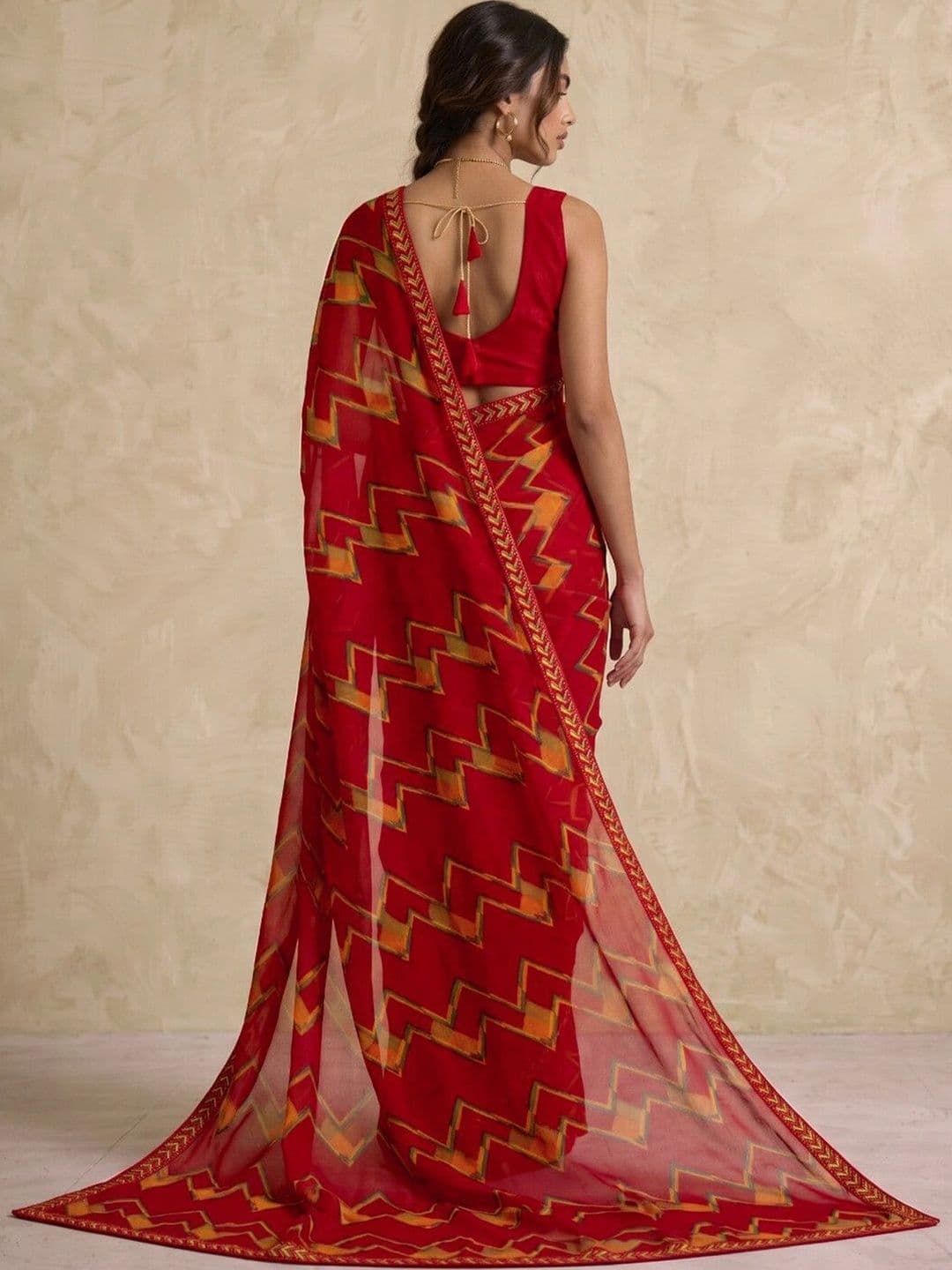 SAARA Ethnic Motifs Pure Georgette Saree thumbnail 6