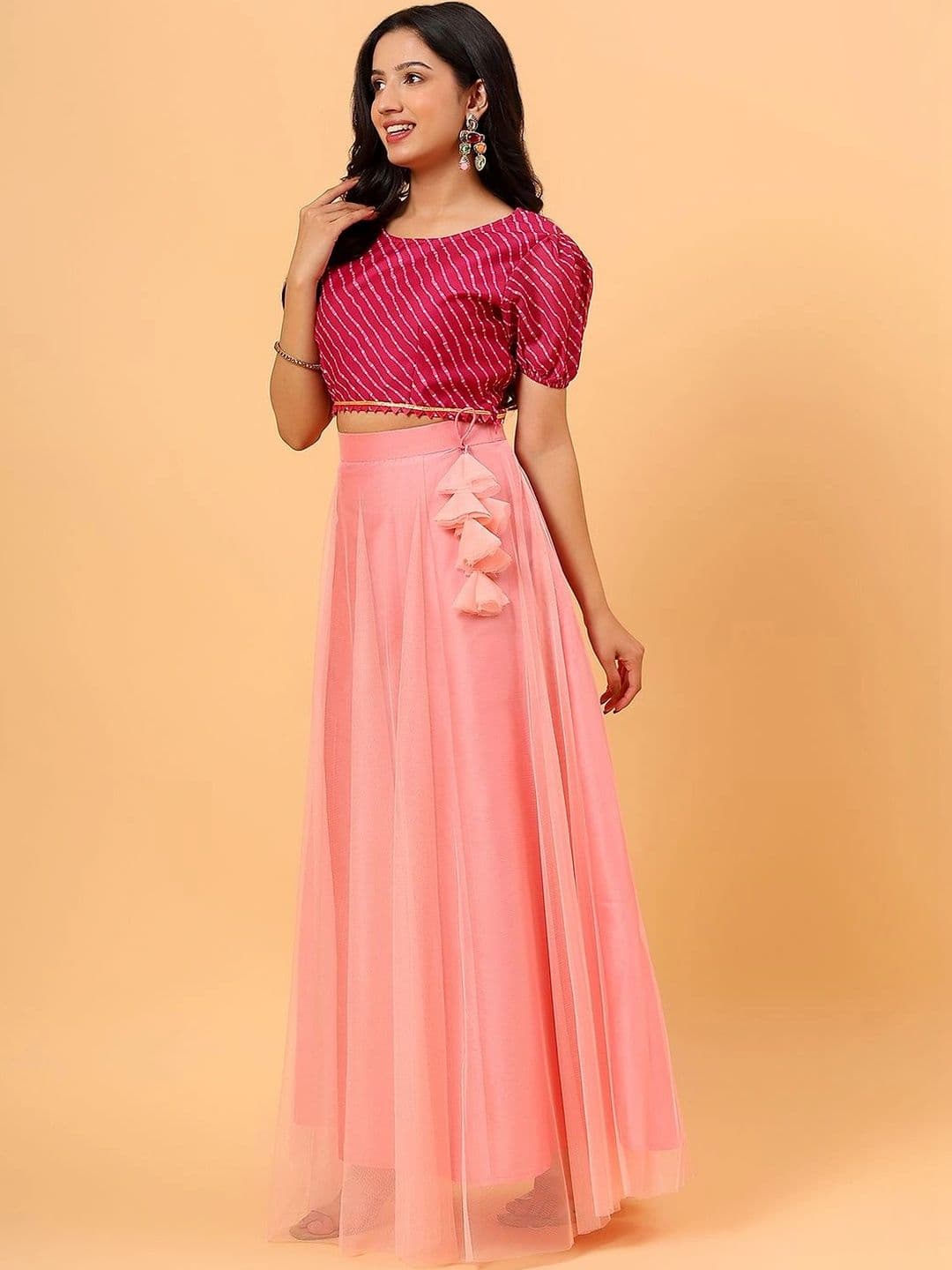 Frolic Rolic Net Skirt & Printed Silk Blouse Set thumbnail 3
