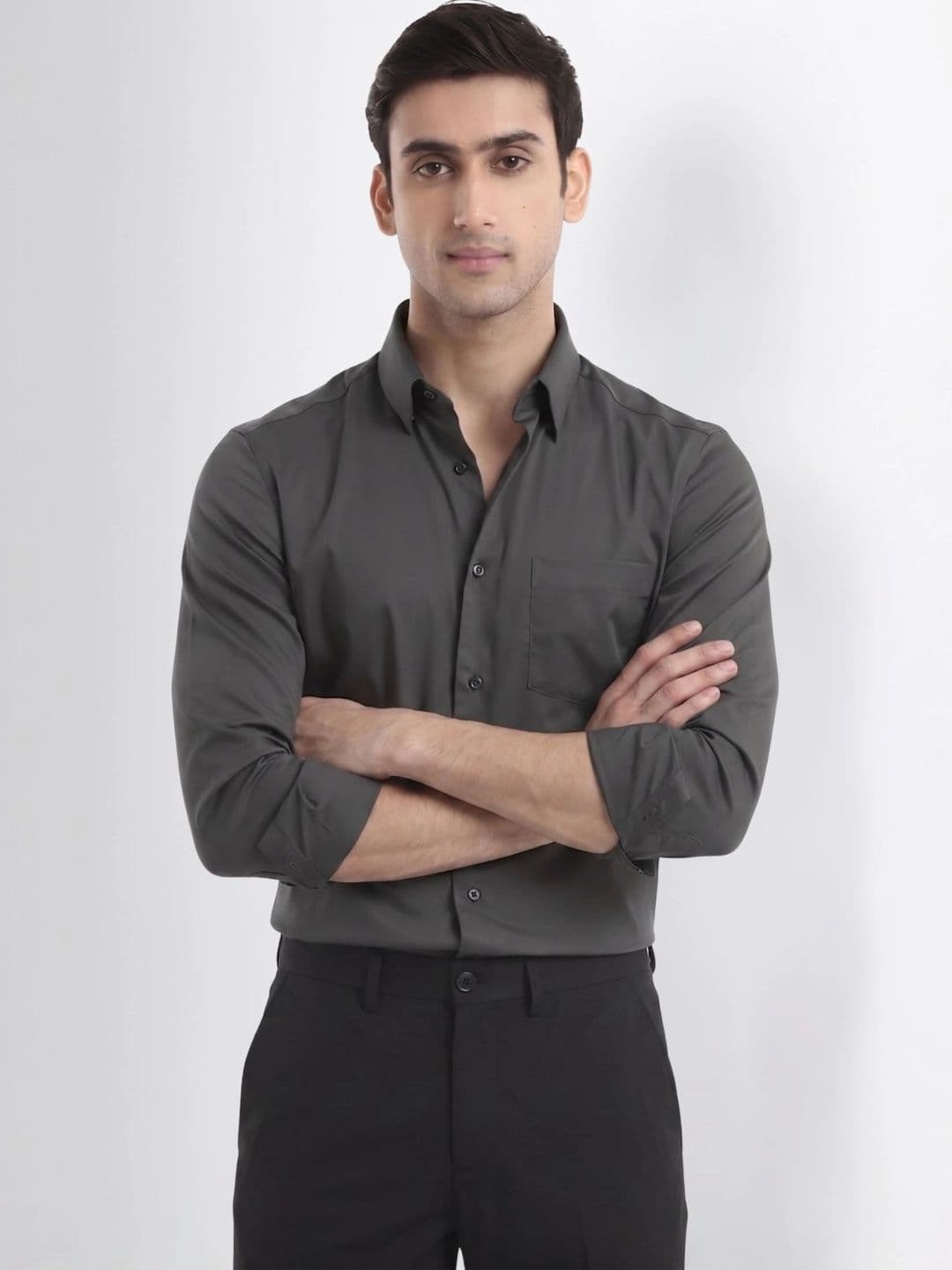 URBANICE Men Premium Slim Fit Solid Spread Collar Cotton Casual Shirt thumbnail 5