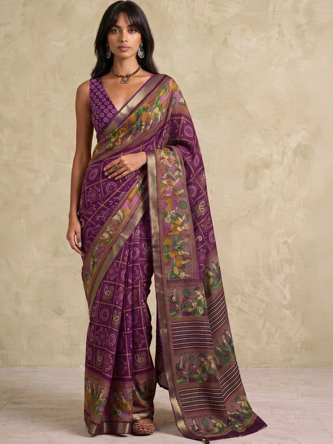 SAARA Ethnic Motifs Zari Pure Georgette Saree thumbnail 3